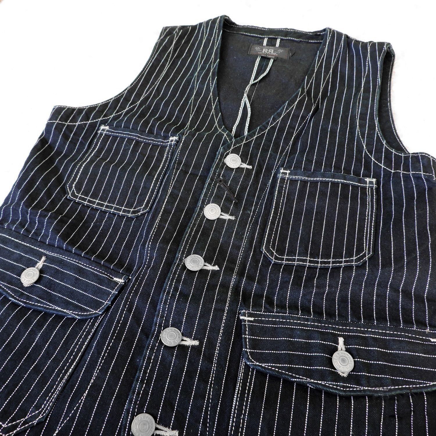 RRL Ralph Lauren RRL RALPH LAUREN STRIPES HICKORY INDIGO WABASH VEST Size US S / EU 44-46 / 1 - 4 Thumbnail