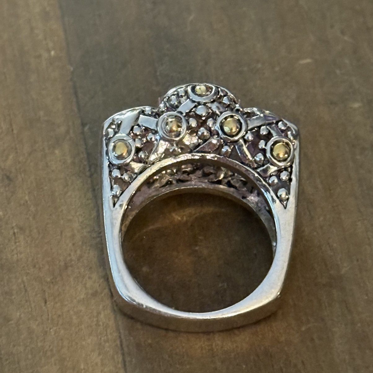 Vintage Vintage 18KGE white gold pink gemstone statement ring Size ONE SIZE - 6 Thumbnail