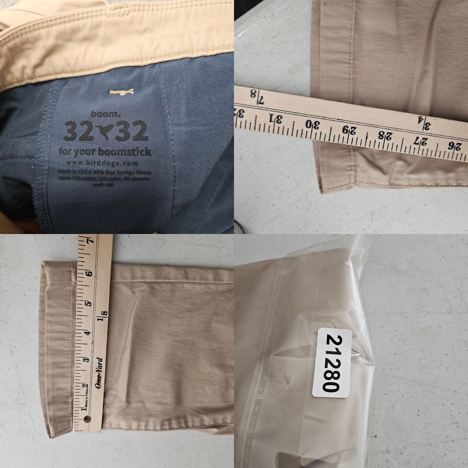Vintage Bird Dogs Pants Mens 32x30 Khaki Chino Regular Slimming Breathable Stretch Pockets Logo 30 Inseam Casual Workwear Autumn Spring Summer Tan Brown Size US 32 / EU 48 - 8 Thumbnail
