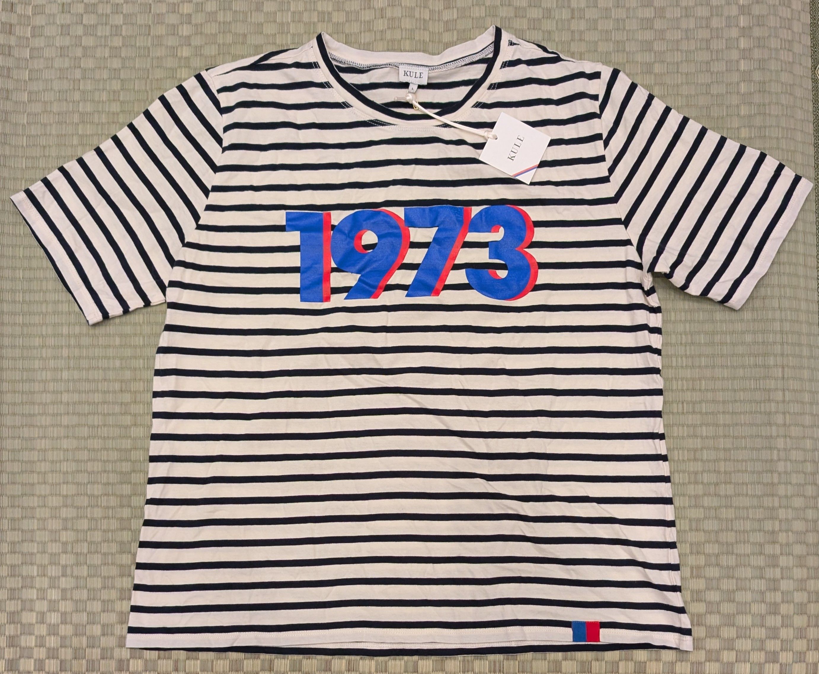 KULE NWT Kule x Prinkshop The Modern 1973 T-shirt Cream Navy Size L / US 10 / IT 46 - 1 Thumbnail