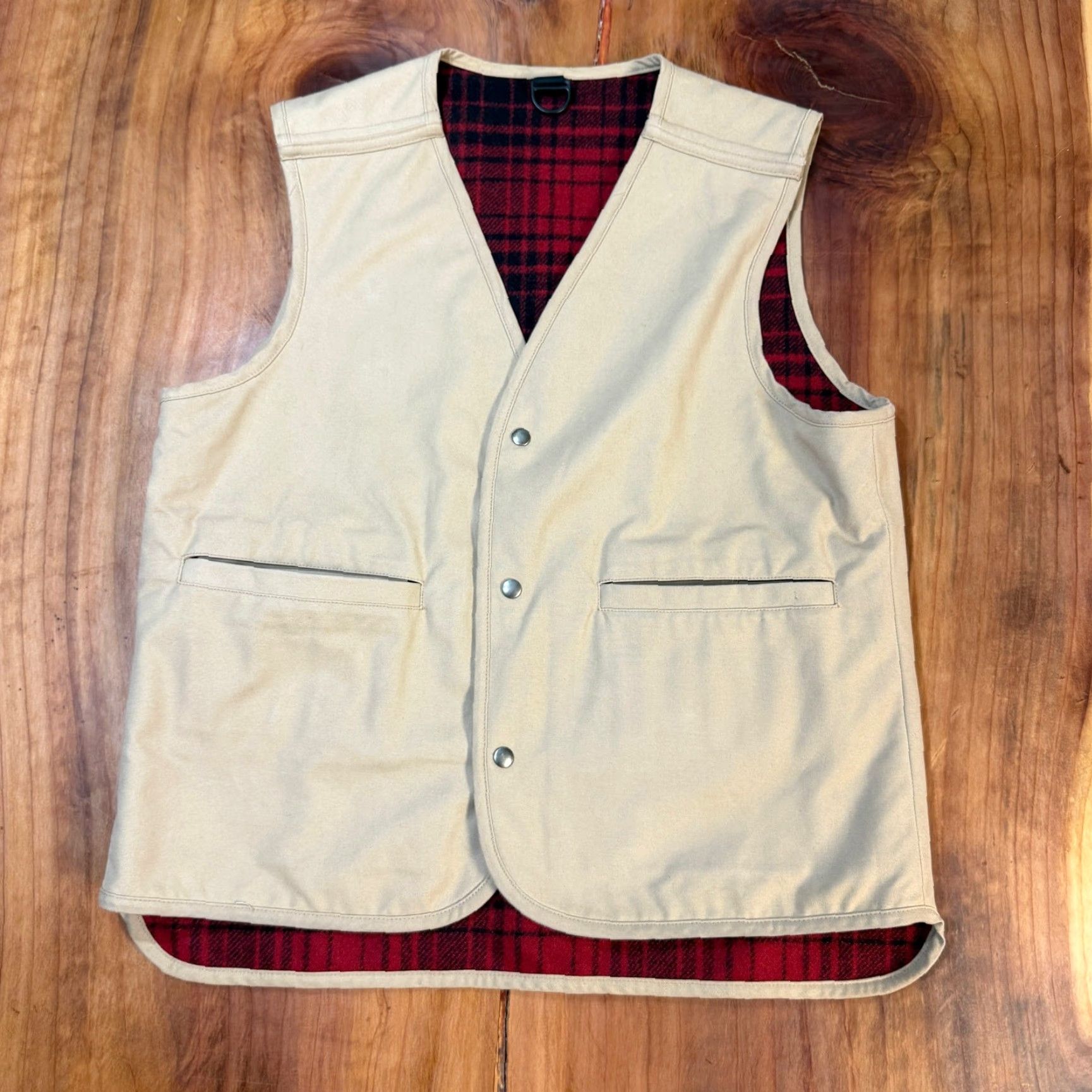 Pendleton VINTAGE Pendleton Mens Vest Canvas Wool Plaid Lined Snap Outdoor M13 Beige 46 Chest Wool Lining Winter Short Collar Snap Men Vest Mens Size US M / EU 48-50 / 2 - 2 Thumbnail