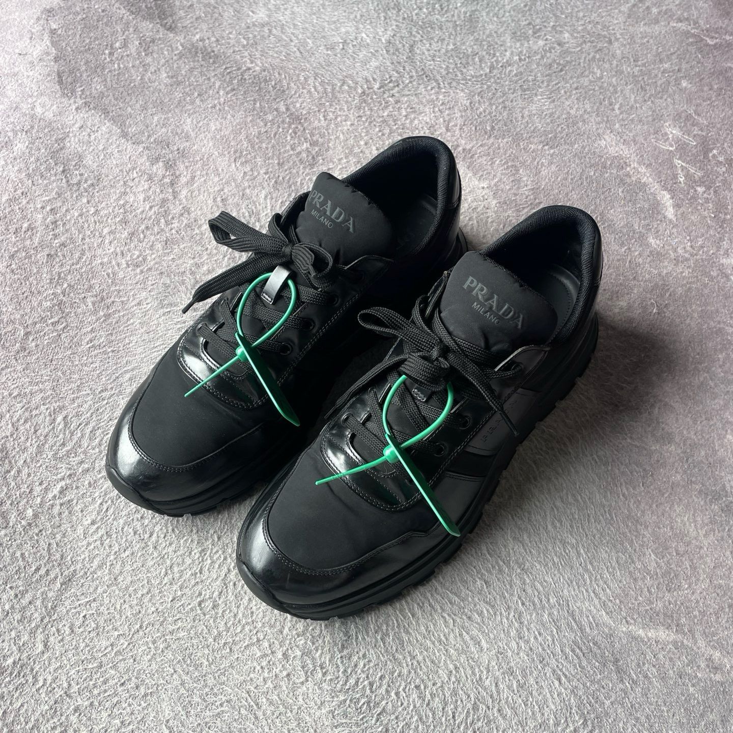 靴 PRADA side gore leather shoes black Prada Prada Milano 4E2094 Black Leather Sneakers Size 11 | Grailed