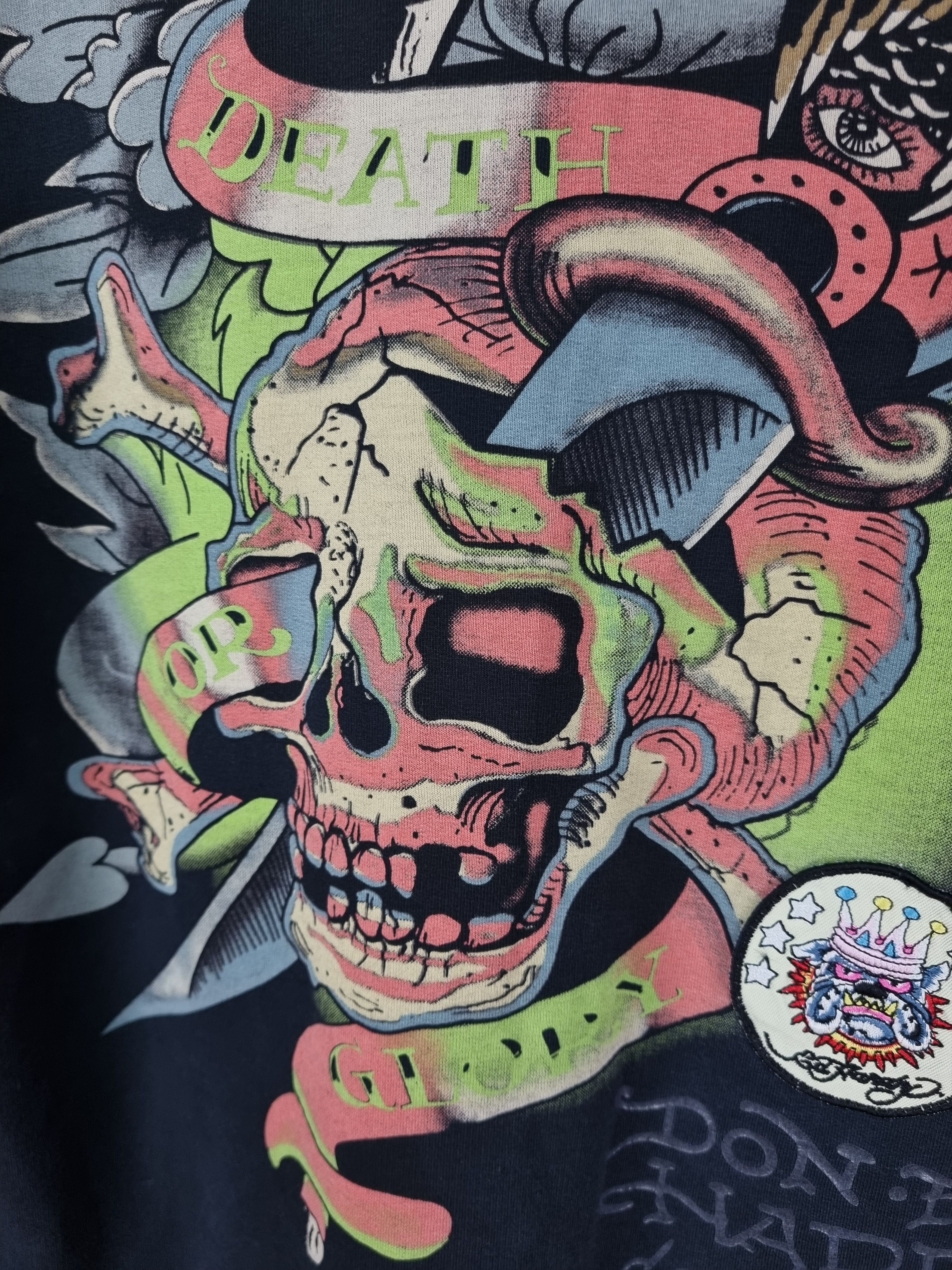 Christian Audigier × Ed Hardy Ed Hardy Embroidered Patches Faded Zipped Hoodie Size L / US 10 / IT 46 - 15 Thumbnail