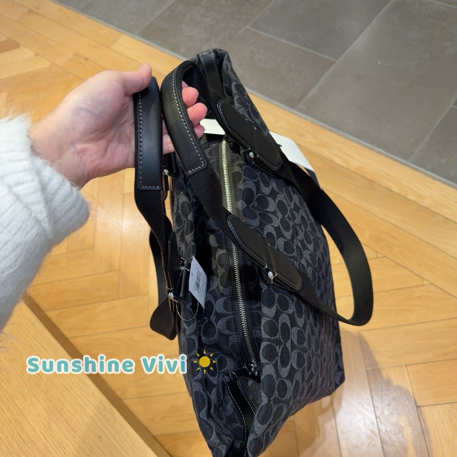 Coach NWT Coach MEN'S Small Tour Tote Bag Denim CDF24 Silver/black Size ONE SIZE - 5 Thumbnail