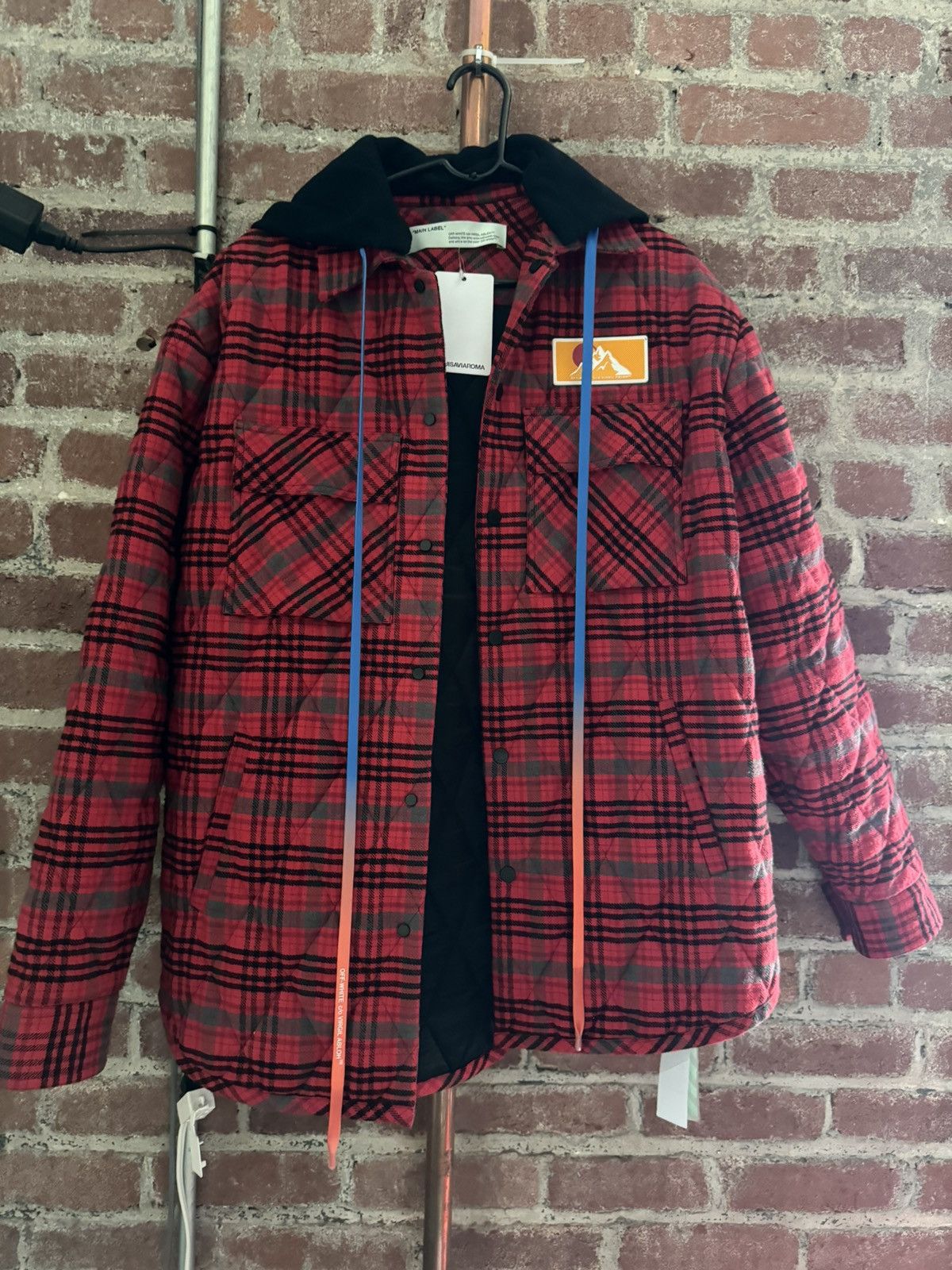 image of Off White Off-White Red Flannel Jacket, Men's (Size Small)