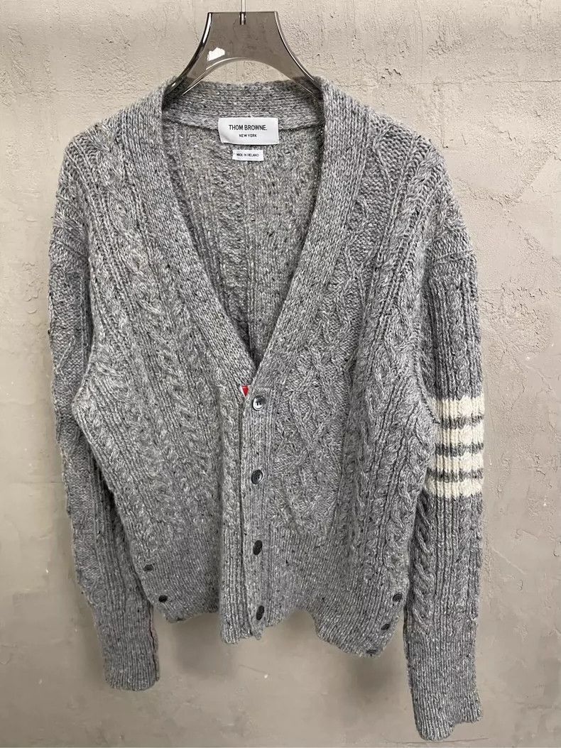 Thom Browne Thom browne Gray four-striped wool cardigan jacket 2504-Nex Size US XL / EU 56 / 4 - 3 Thumbnail