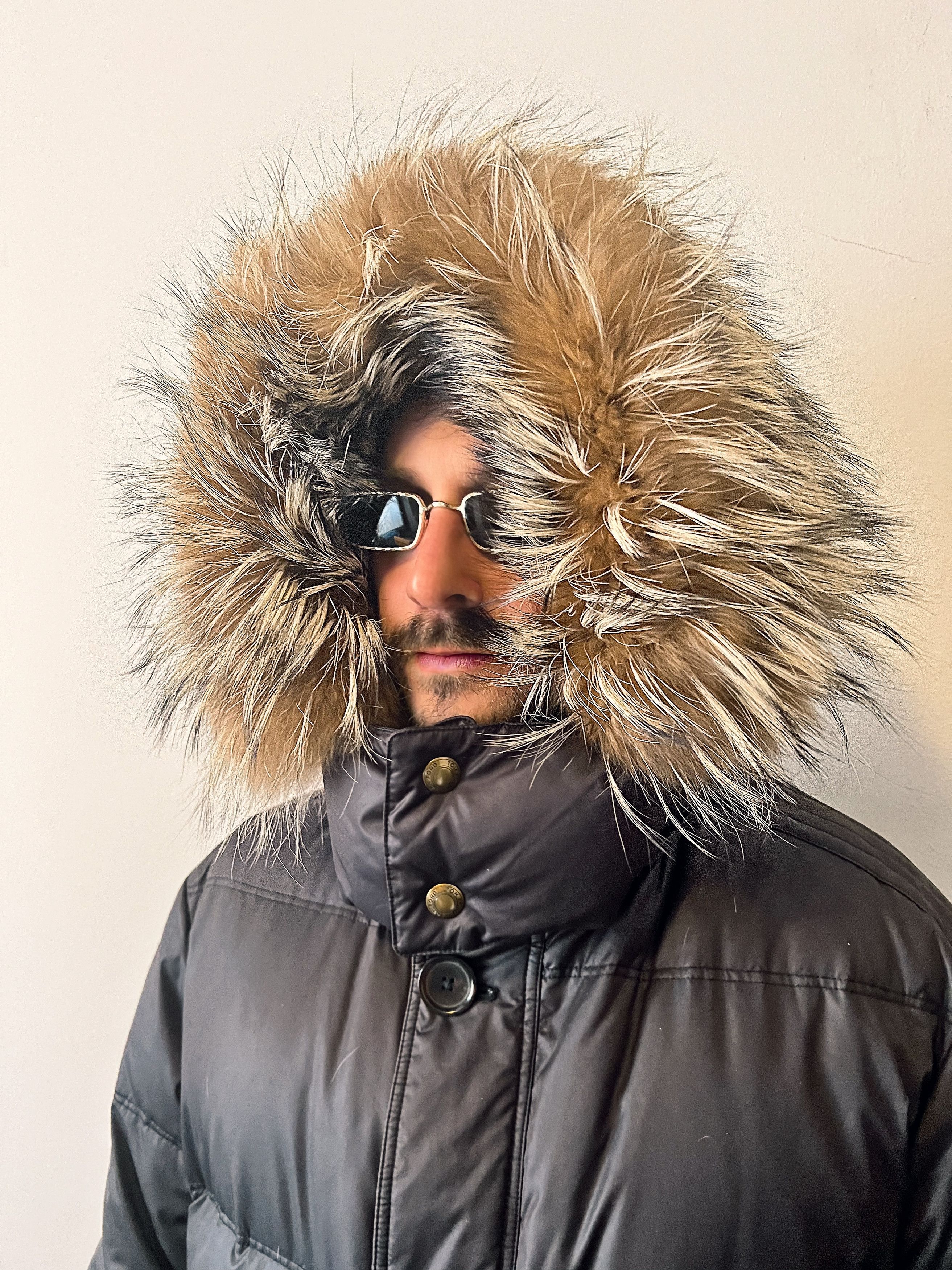 image of Tom Ford Fox Fur And Goose Down Hoodie Jacket in Melanzane, Men's (Size Medium)