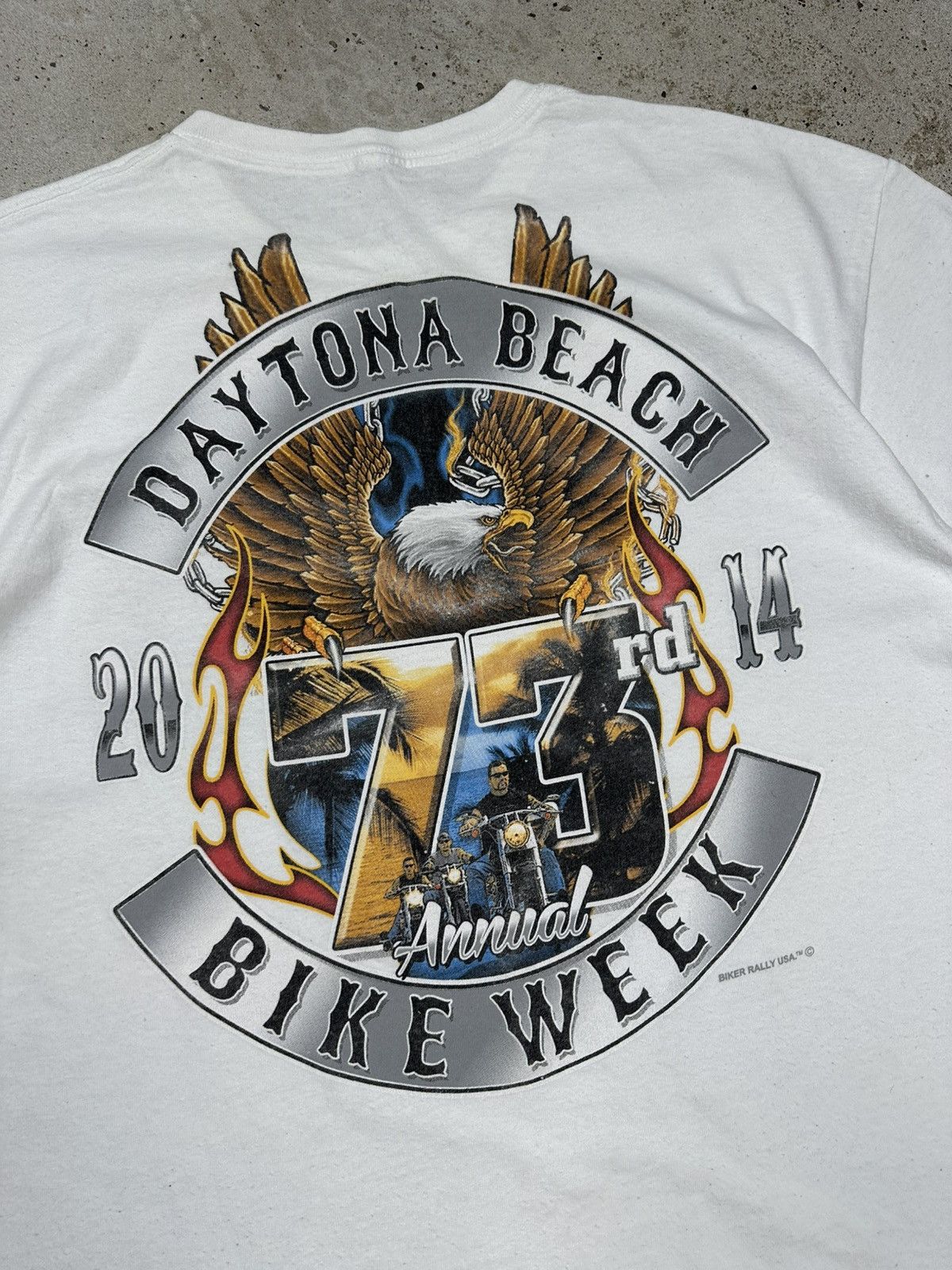 Harley Davidson Vintage Bike Week Daytona Beach Harley Moto Print T Shirt Size US L / EU 52-54 / 3 - 11 Thumbnail