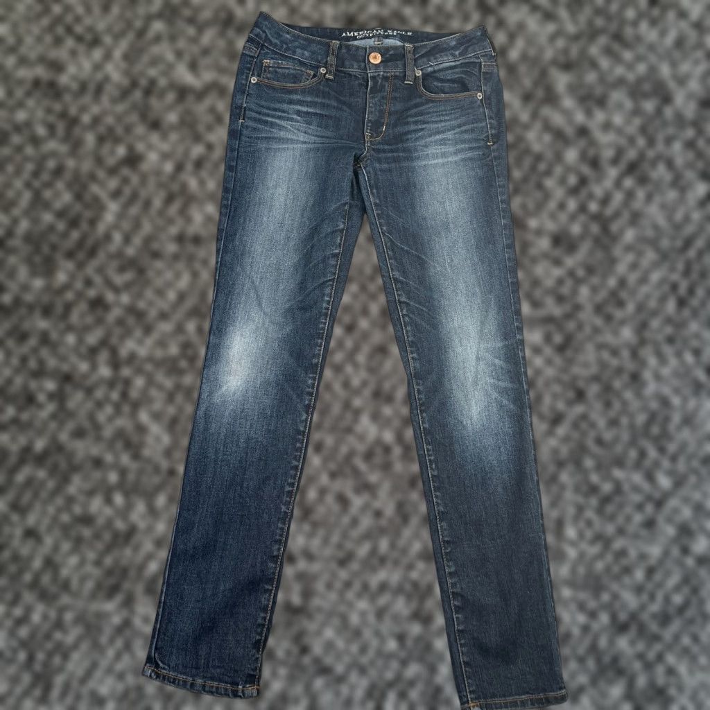 American Eagle Outfitters American Eagle Jeans Womens 6 Regular Blue Super Stretch Skinny Denim Regular Jeans Blue American Eagle Outfitters Womens 6 Size 28" / US 6 / IT 42 - 1 Thumbnail