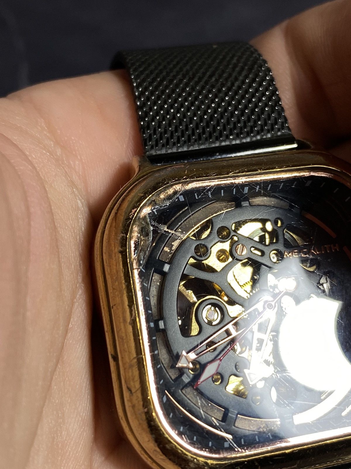 Vintage Skeleton Automatic Gold Square Watch Vintage Style Size ONE SIZE - 15 Thumbnail