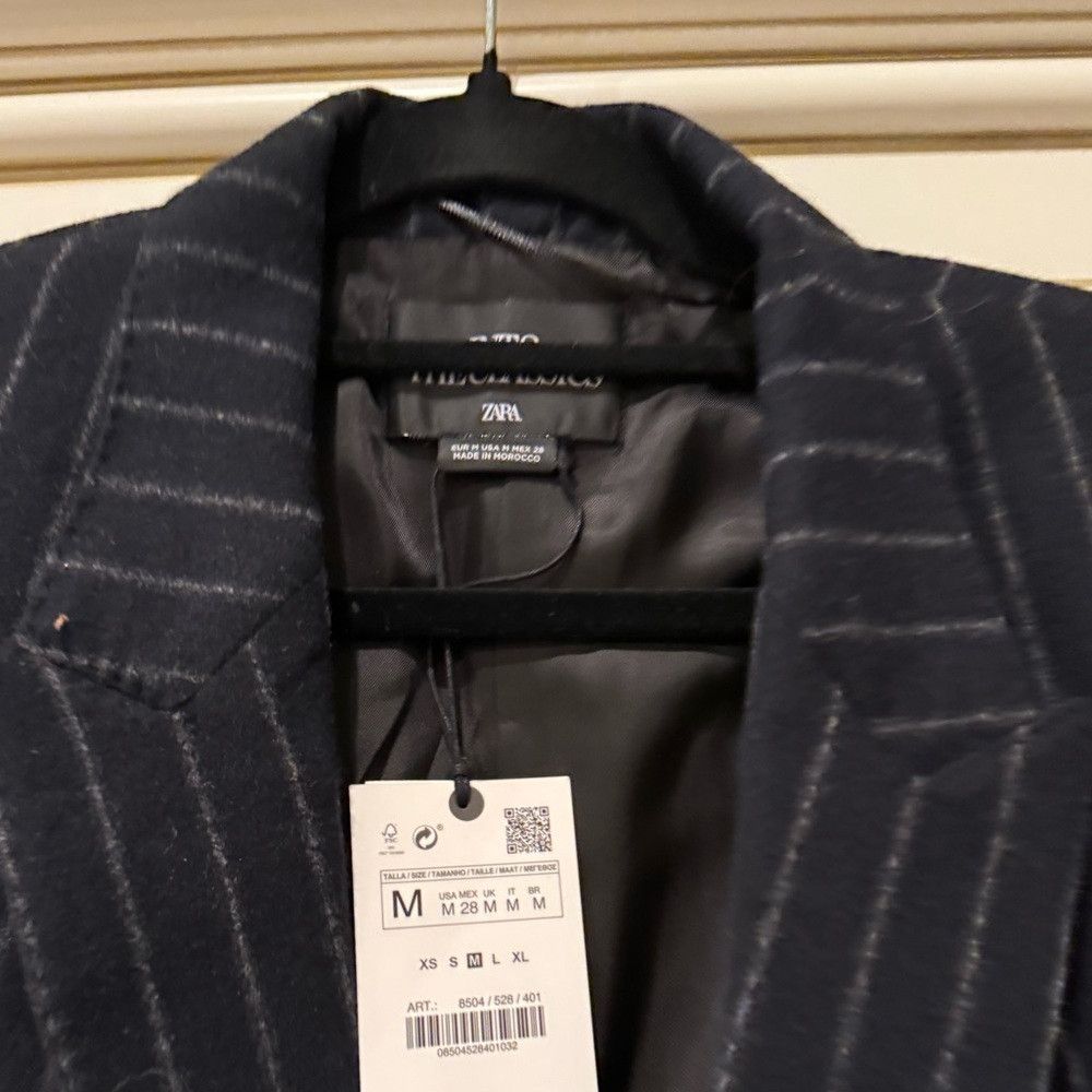 Zara NWT ZARA LIMITED EDITION WOOL BLEND BLAZERNAVY BLUE SIZE M Size M / US 6-8 / IT 42-44 - 6 Thumbnail