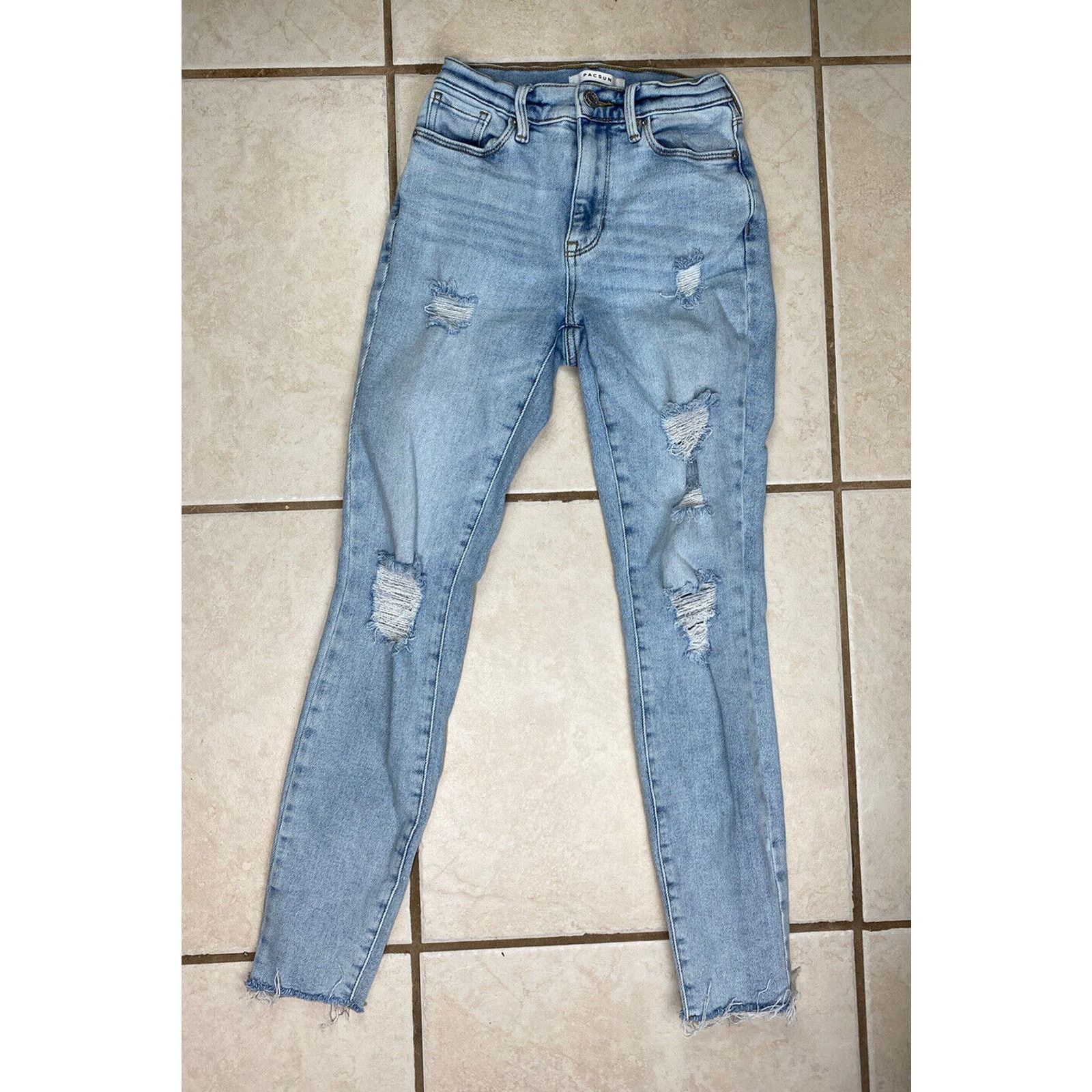 Pacsun PACSUN High Rise Jegging Skinny Jeans Sz 23 Denim Distressed Size 23" - 1 Thumbnail