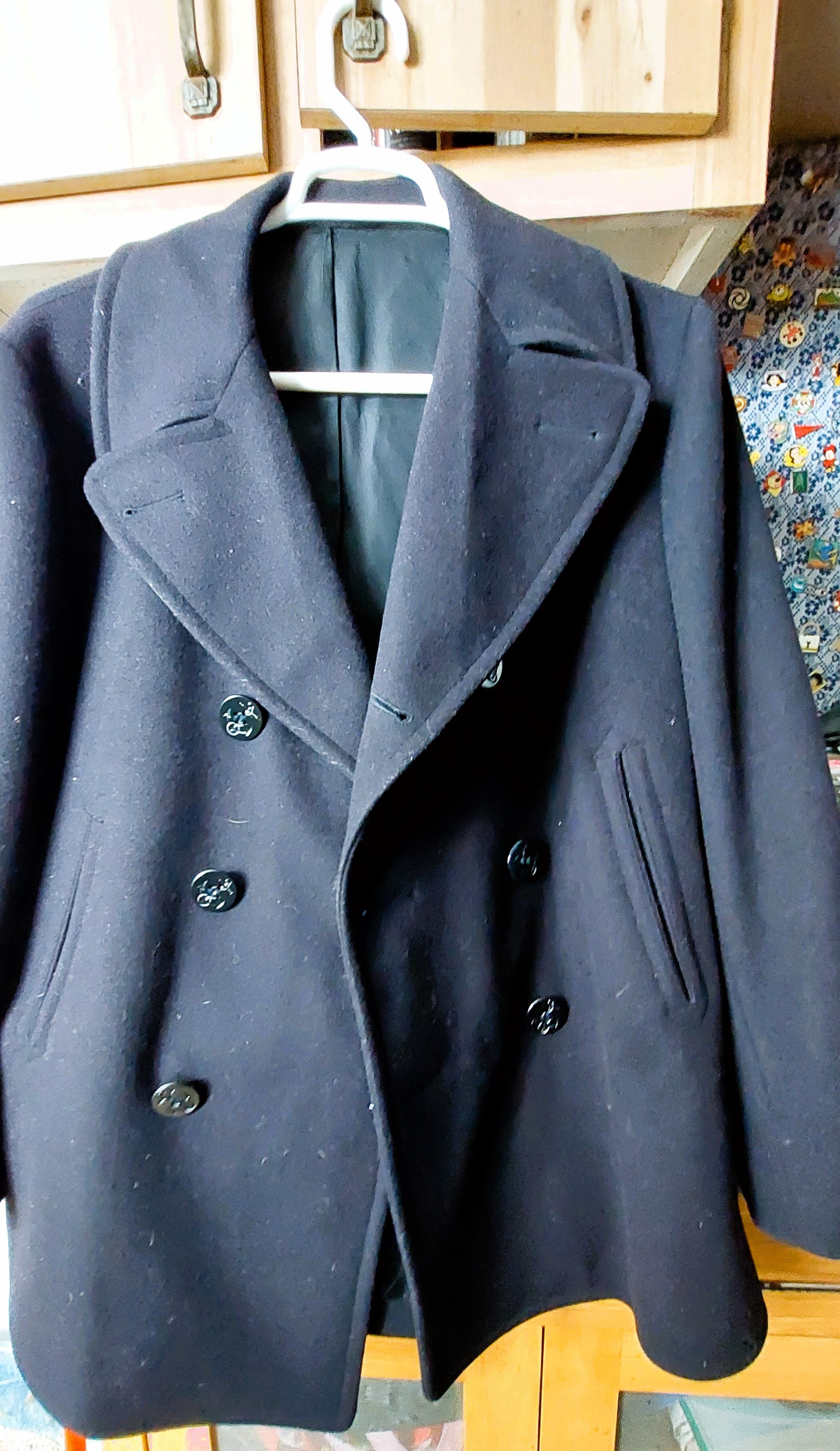 image of Vintage 1970 USN Peacoat in Kersey Blue, Men's (Size Medium)
