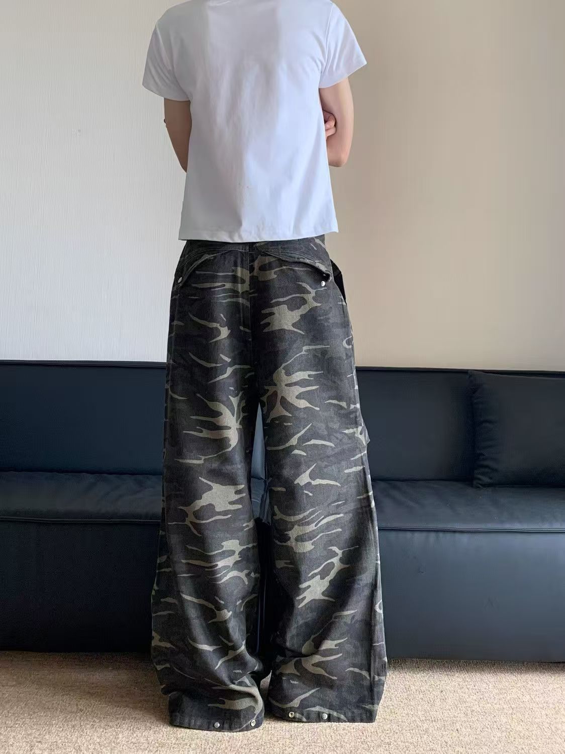 Japanese Brand × Jean American washed vintage wide-leg camouflage cargo jeans Size US 32 / EU 48 - 4 Thumbnail