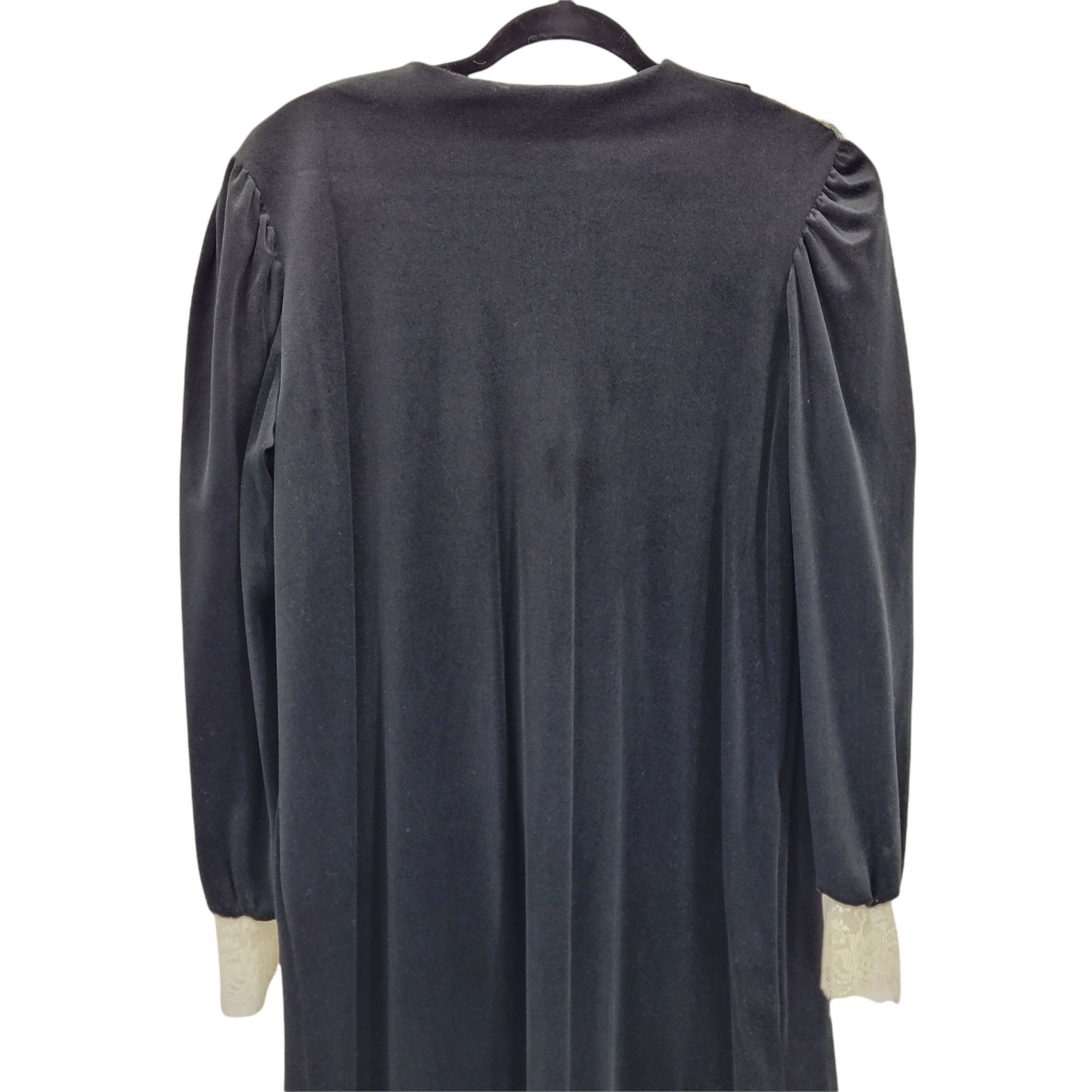 Vintage Vtg Velour Lace Embroidered Robe Housecoat Sz S Black Victor Size ONE SIZE - 9 Thumbnail