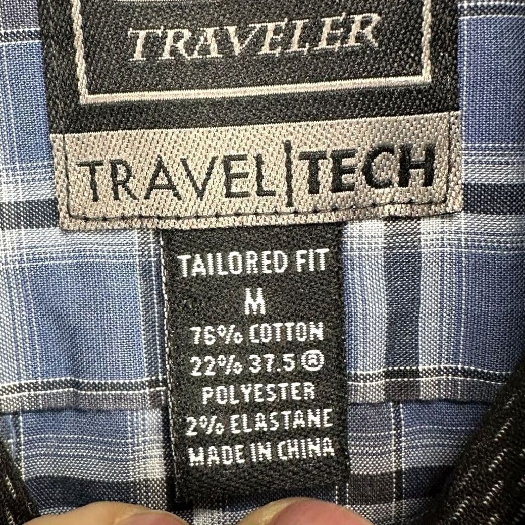 Jos. A. Bank Jos. A. Bank Traveler Travel Tech Shirt Men Medium Blue Plaid Tailored Button Up Size US M / EU 48-50 / 2 - 5 Thumbnail