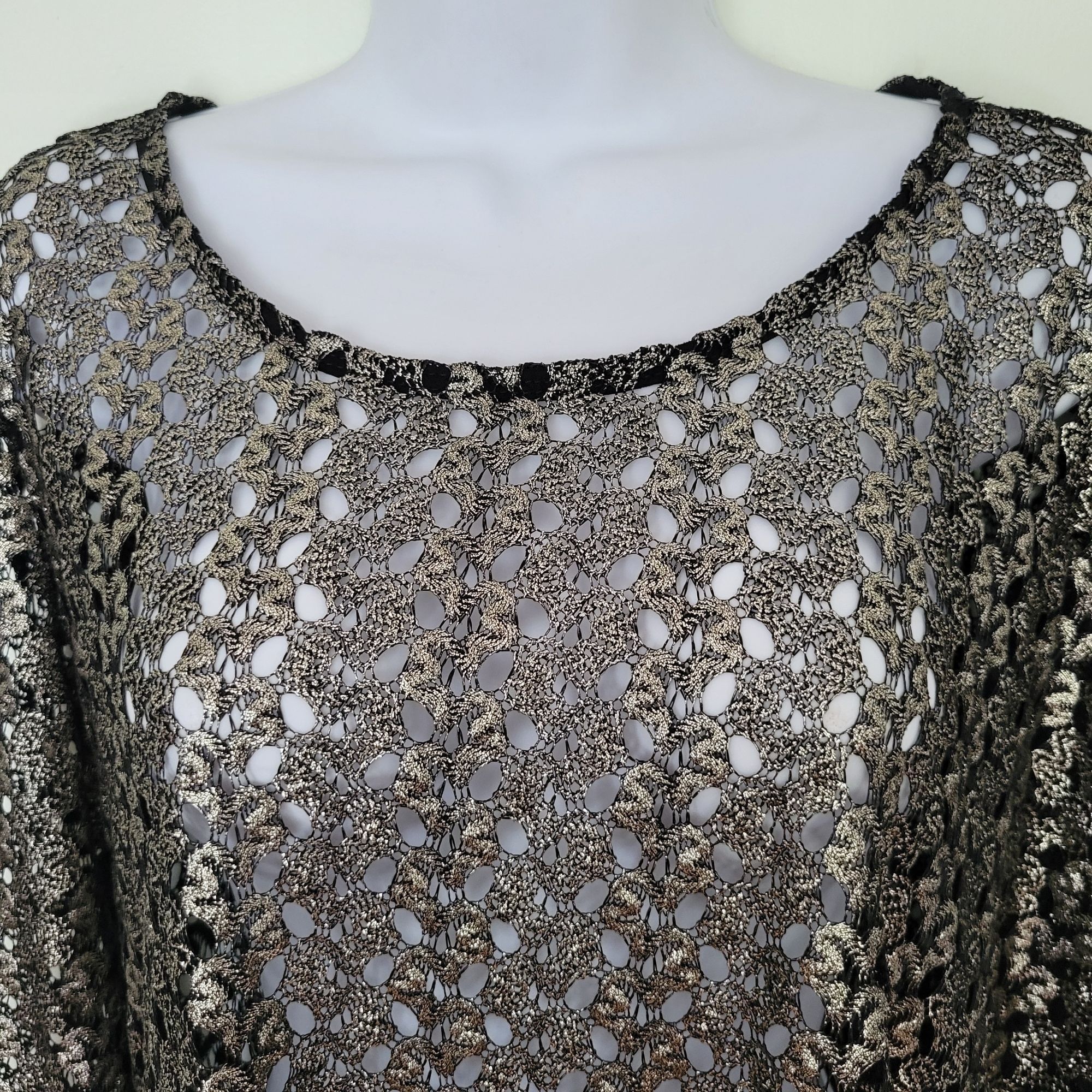 Joseph Ribkoff NWT Joseph Ribkoff S Black Gold Lace Sheer Tunic Top Asymmet Size S / US 4 / IT 40 - 4 Thumbnail