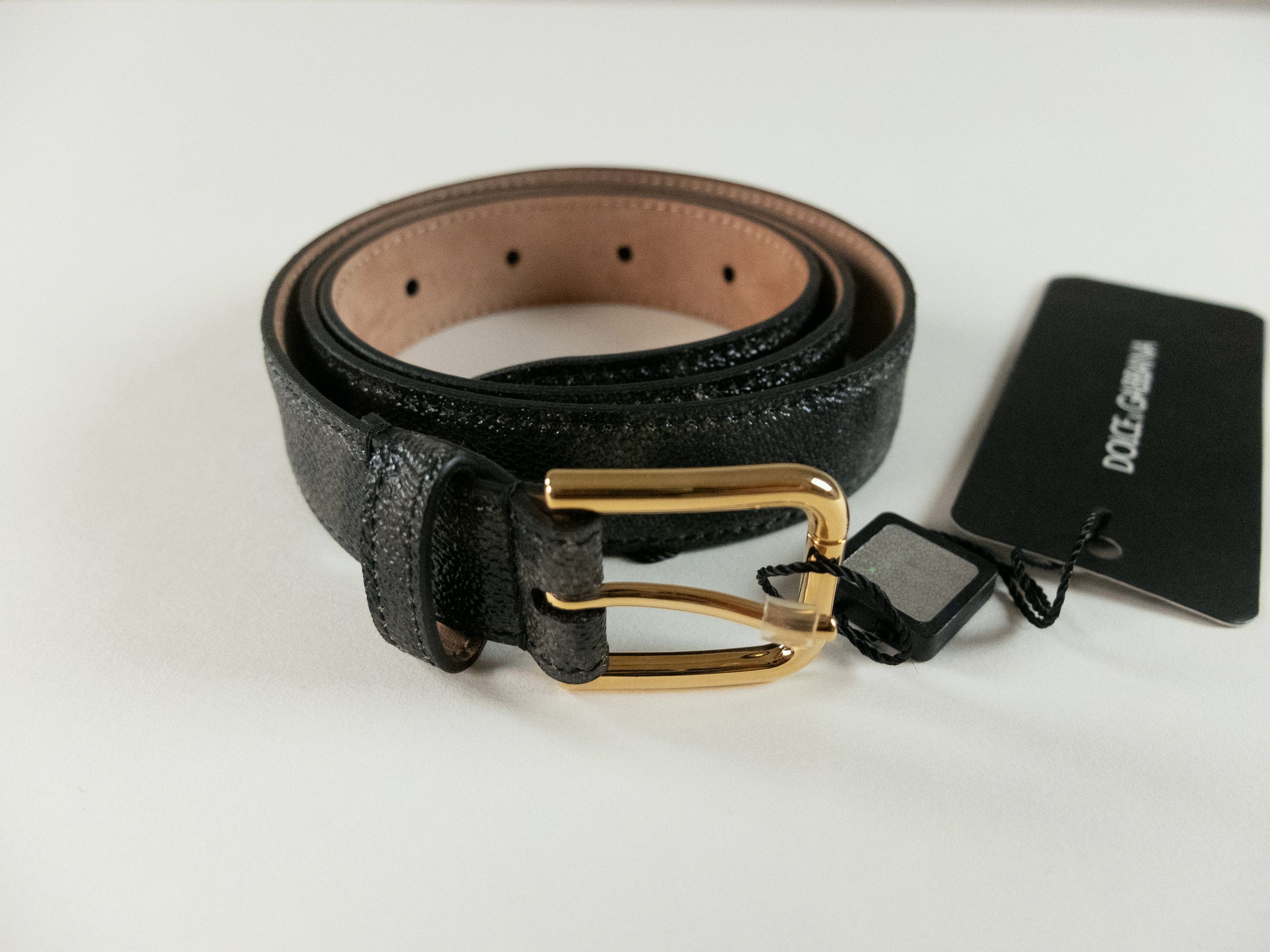Dolce & Gabbana DOLCE & GABBANA black gray leopard print leather belt 80 Size ONE SIZE - 1 Thumbnail