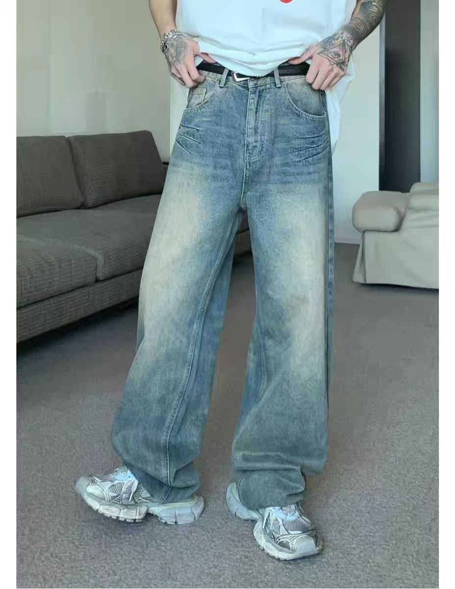 Japanese Brand × Vintage Blue street trend washed loose flared jeans y2k Size US 32 / EU 48 - 2 Thumbnail