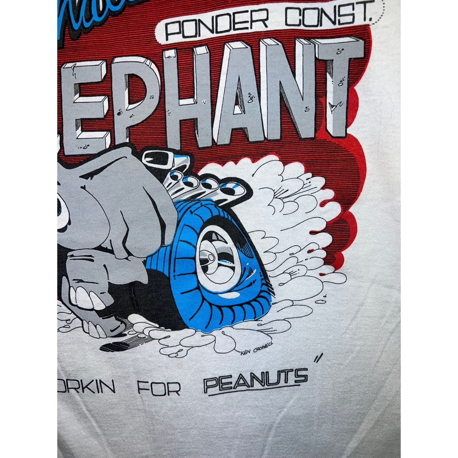 Fruit Of The Loom Vintage Elephant Shirt Asphalt Construction Animal Tee 90s M Size US M / EU 48-50 / 2 - 5 Thumbnail
