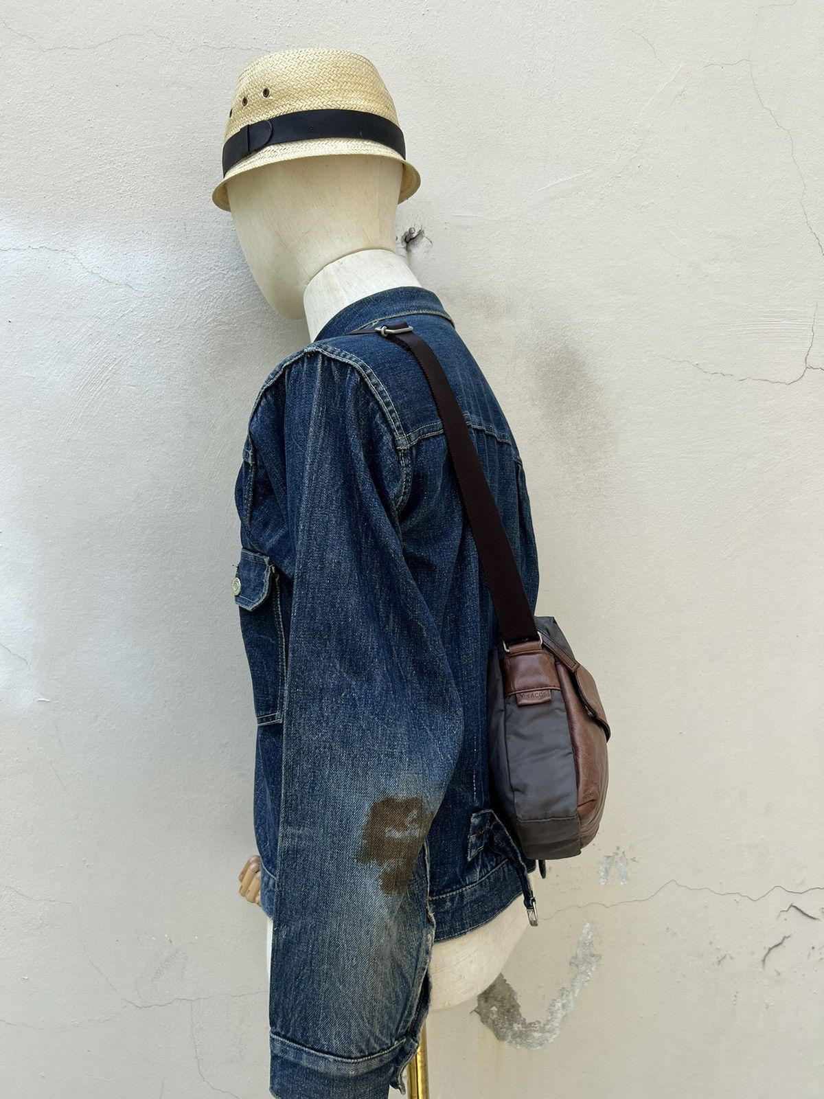 Vintage × Yohji Yamamoto Vintage Yohji Yamamoto Y’saccs Hybrid Patina Leather Wax Bag Size ONE SIZE - 4 Thumbnail