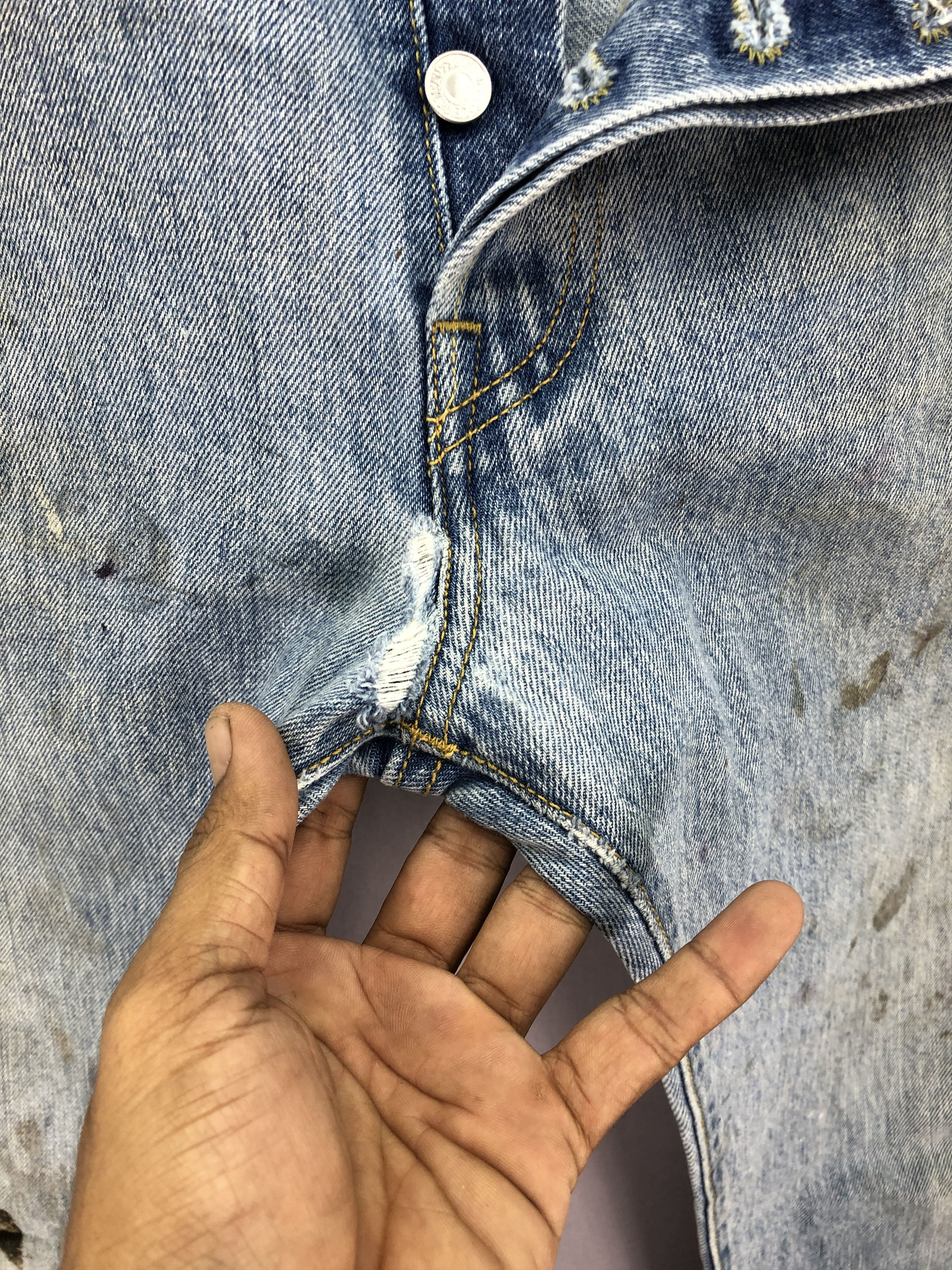 Jean Vintage Dirty Levis 501 Faded Jeans Levi's Light Wash Denim Size US 34 / EU 50 - 16 Thumbnail