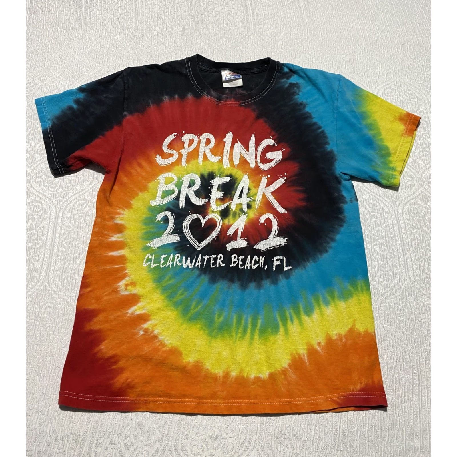 Hanes Hanes Spring Break Clearwater Beach Graphic T-Shirt Mens Small Crew Neck Short Sleeve Tie Dye 2012 Multicolor Tee Size US S / EU 44-46 / 1 - 2 Thumbnail