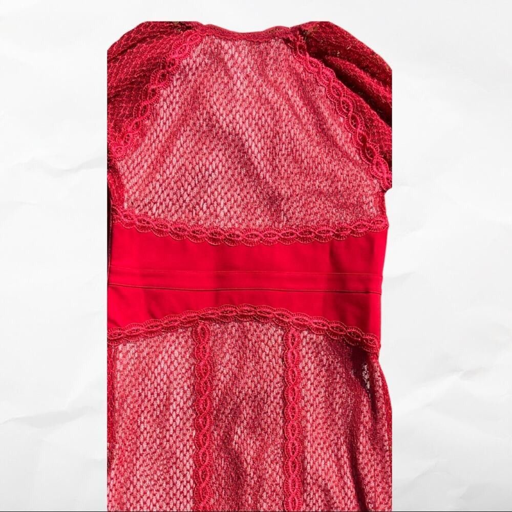 Free People Cherry Mesh Lace Dress in Red, Women's