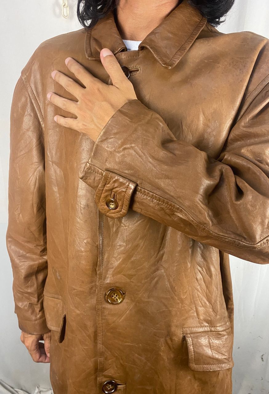 45rpm × Japanese Brand × Leather Vintage 45rpm studio leather trench coat Size US M / EU 48-50 / 2 - 9 Thumbnail