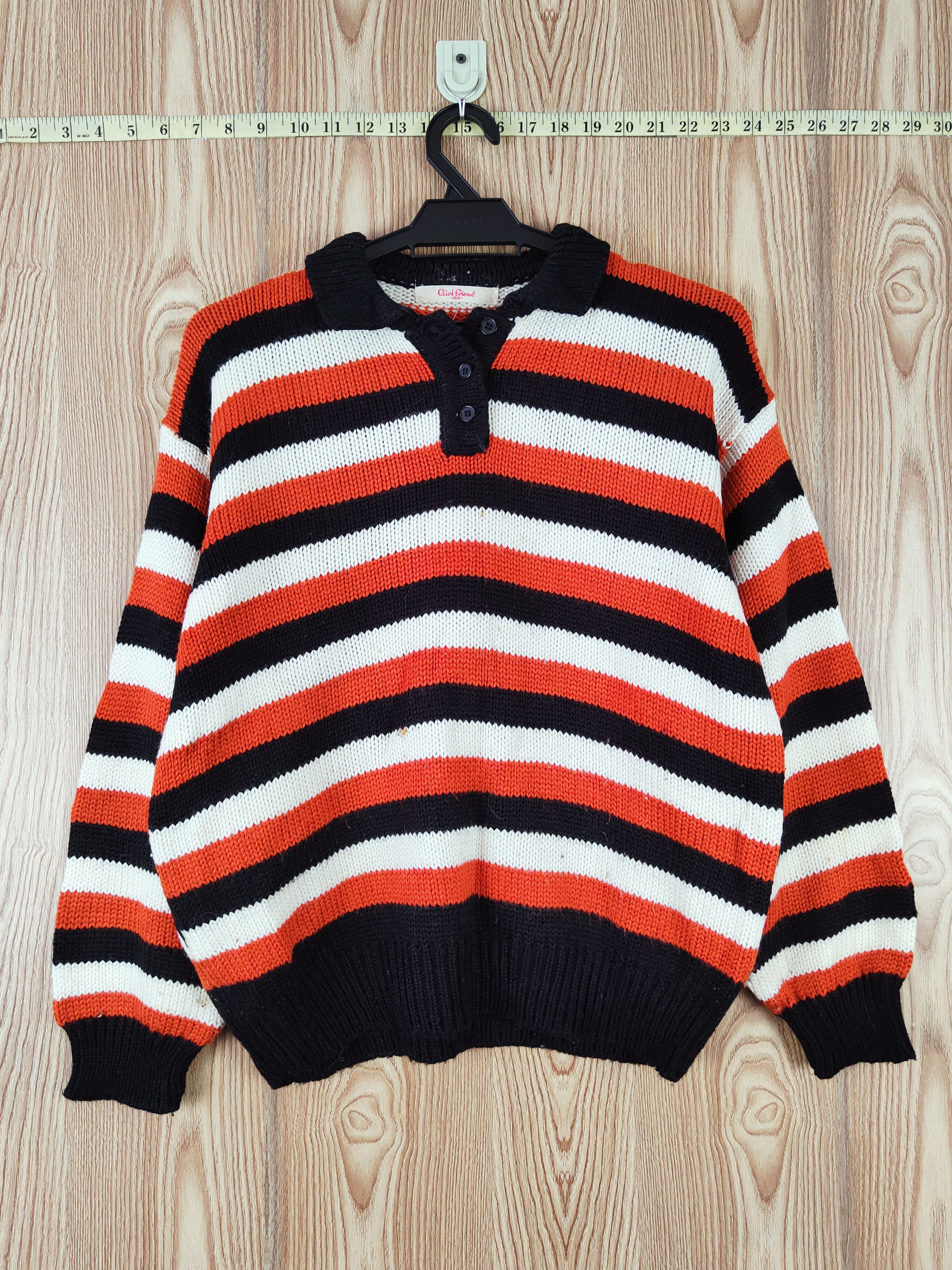 Japanese Brand × Vintage Girlfriend Black Orange Stripe Knitwear Sweatshirts #W750 Size US M / EU 48-50 / 2 - 1 Thumbnail