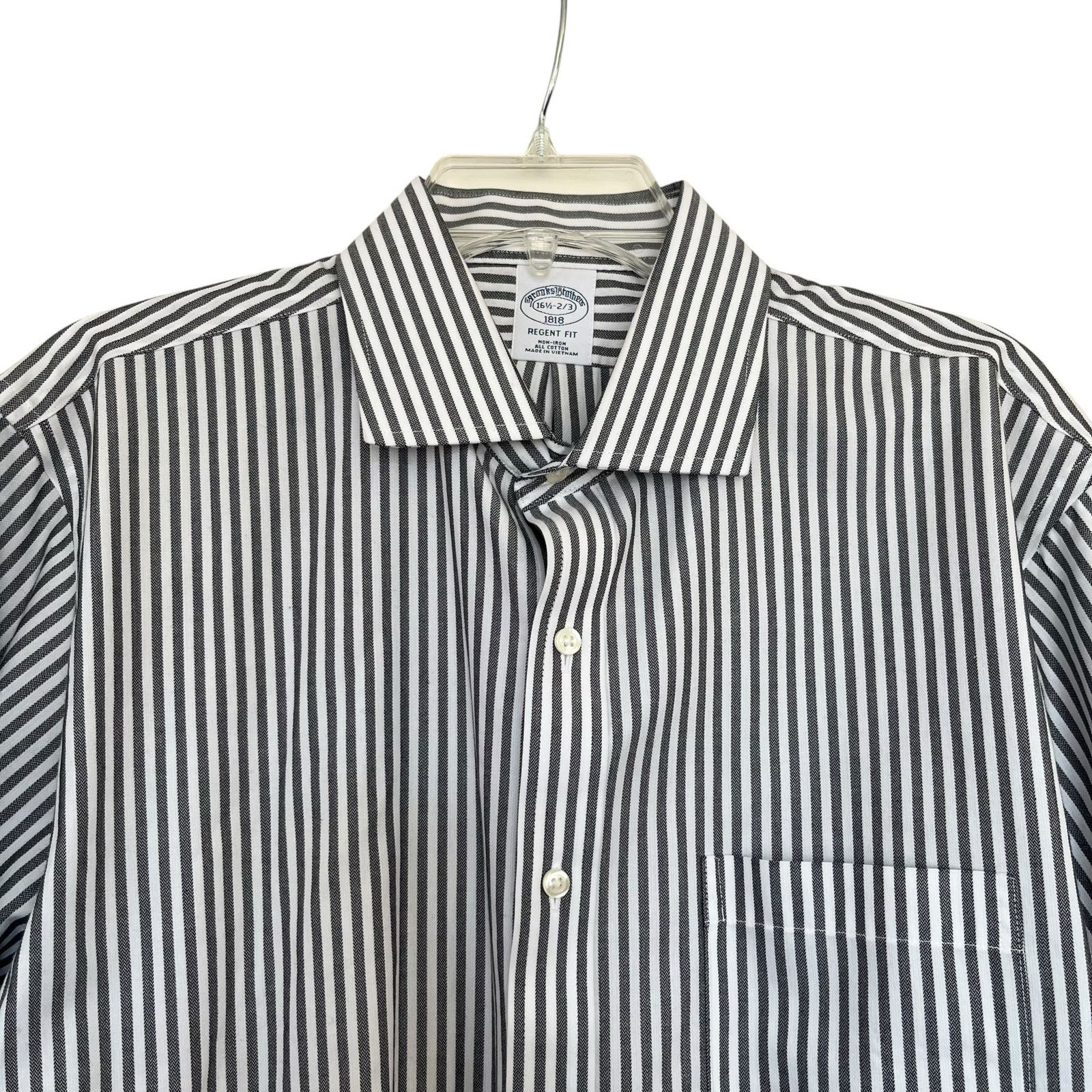 Brooks Brothers Brooks Brothers White Gray Regent Fit Non-Iron Dress Shirt Size US L / EU 52-54 / 3 - 2 Thumbnail