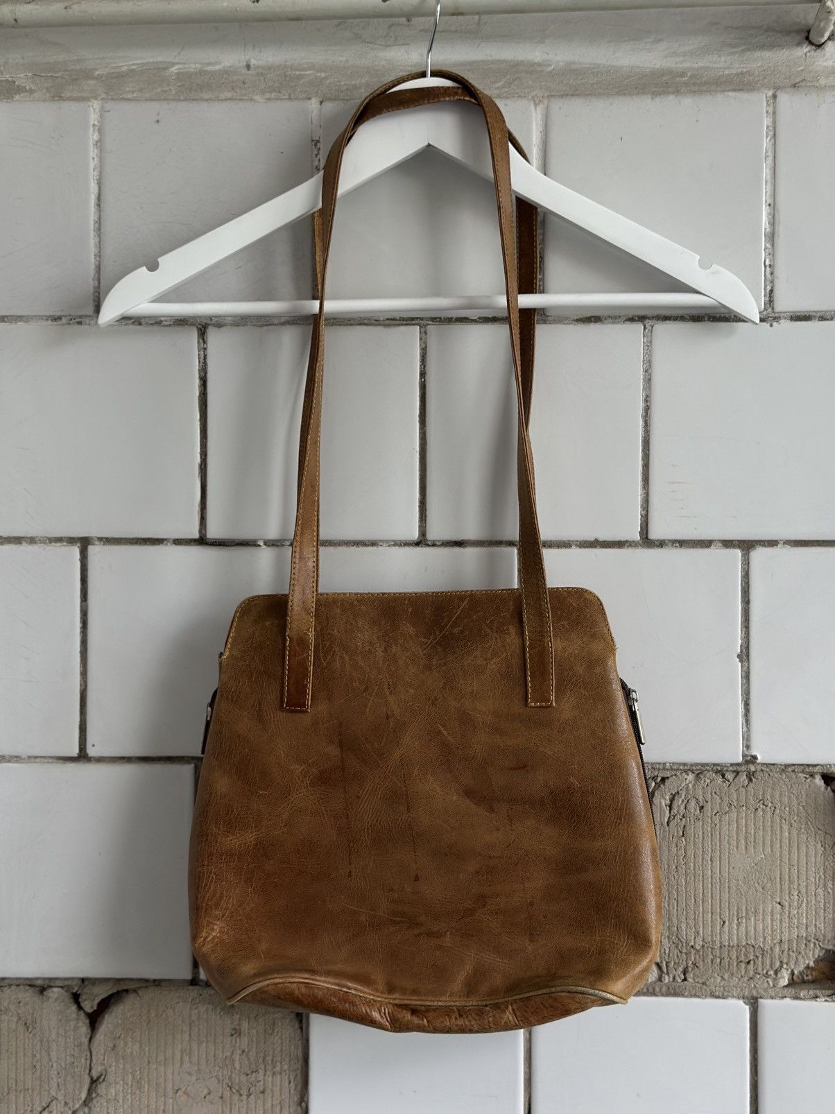 Genuine Leather Vintage Japanese Style Leather Hands Bag Y2K 00s USA Size ONE SIZE - 3 Thumbnail