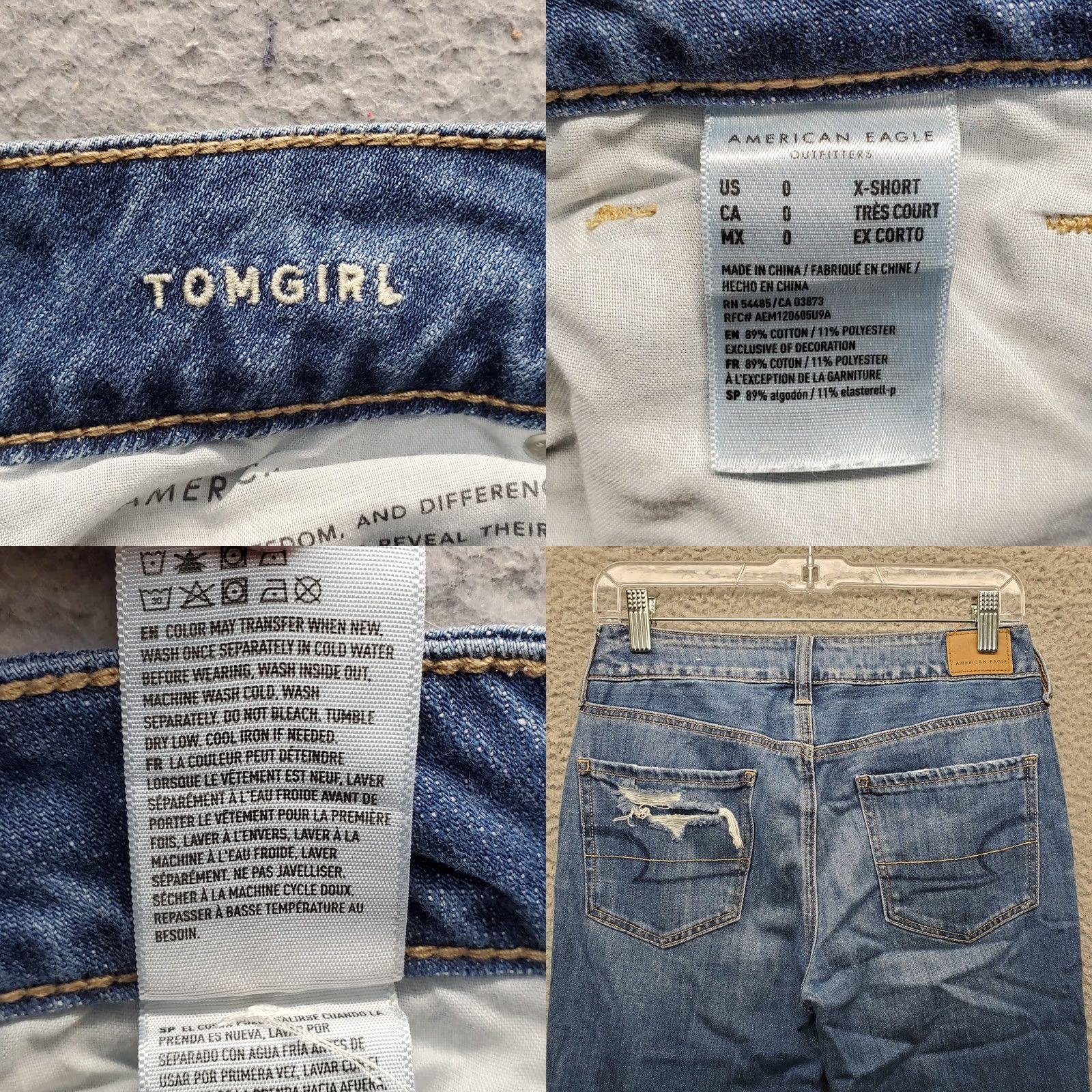 American Eagle Outfitters American Eagle Outfitters Tomgirl Jeans Womens 0 Blue Denim Distressed Skinny Size 25" / US 0 / IT 36 - 8 Thumbnail