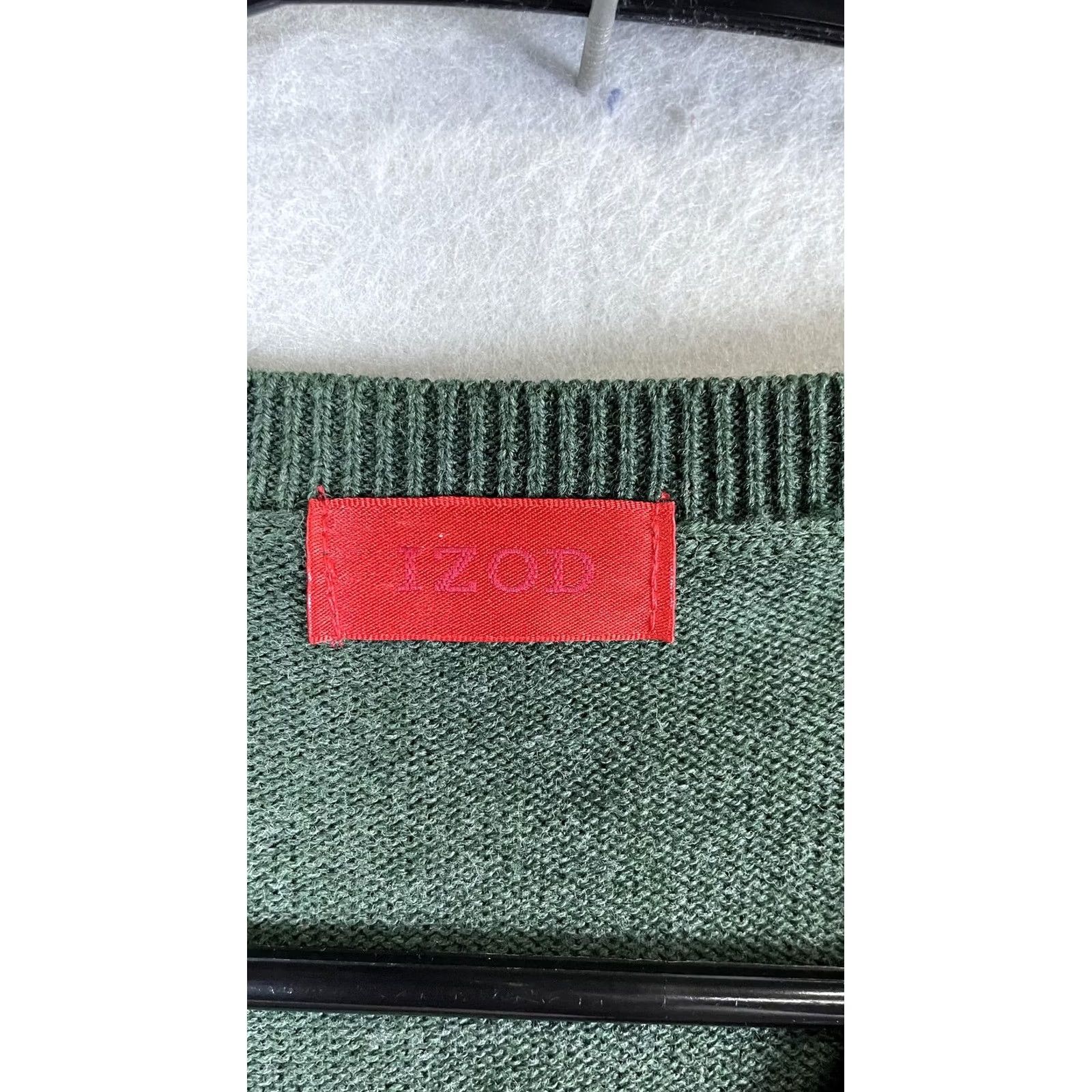 Izod IZOD Vest Mens Large Green Argyle V-Neck Cotton Knit Preppy Casual Golf Sleeveless Pullover Size US L / EU 52-54 / 3 - 6 Thumbnail