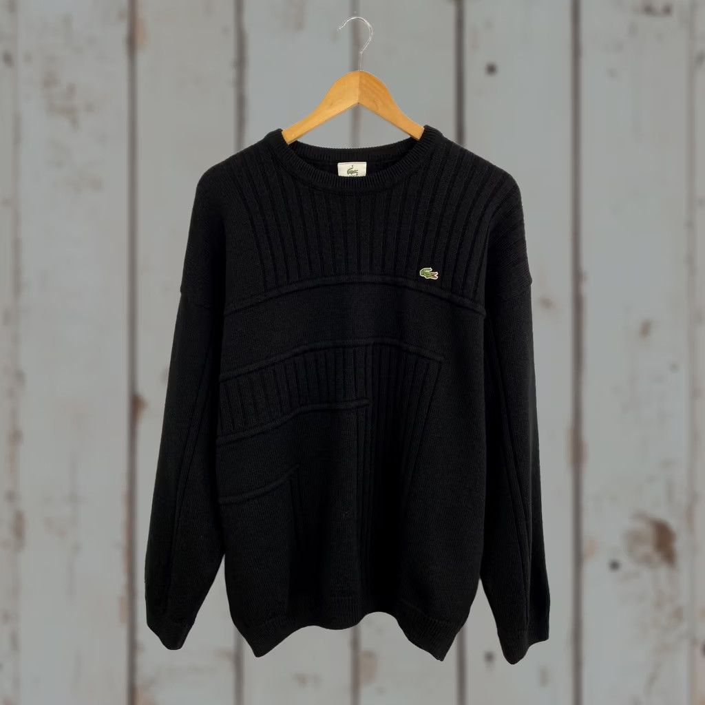 Lacoste VINTAGE Lacoste Sweater Mens XL Wool 90s Black Pullover Asymmetrical France 64 cm Chest 66 cm Length 63 cm Shoulders 52 cm Sleeve Length Size US XL / EU 56 / 4 - 1 Thumbnail