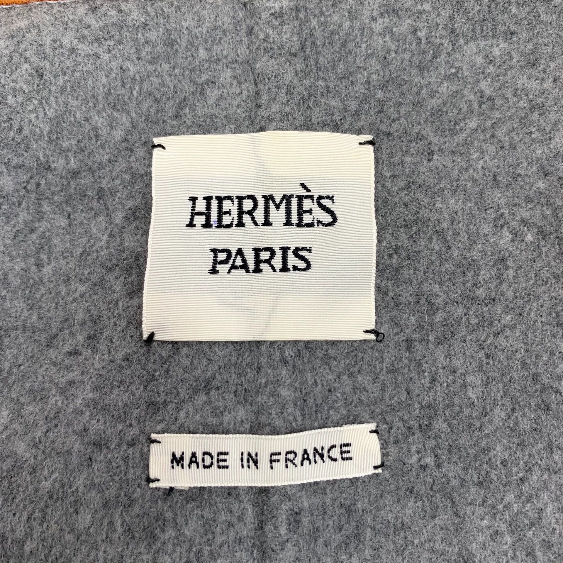 Hermes KW0161 Hermes Grey Cashmere Long-Sleeved Belted Coat Size US XS / EU 42 / 0 - 7 Thumbnail