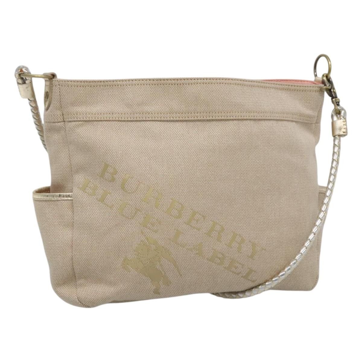 Burberry Blue Label Shoulder Bag Canvas Beige Auth Ac3743, Women's