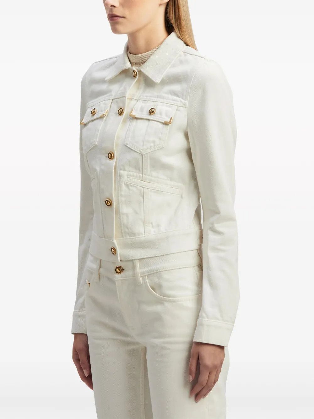 Palm Angels o1y1125 Denim Jacket in White Size L / US 10 / IT 46 - 3 Thumbnail