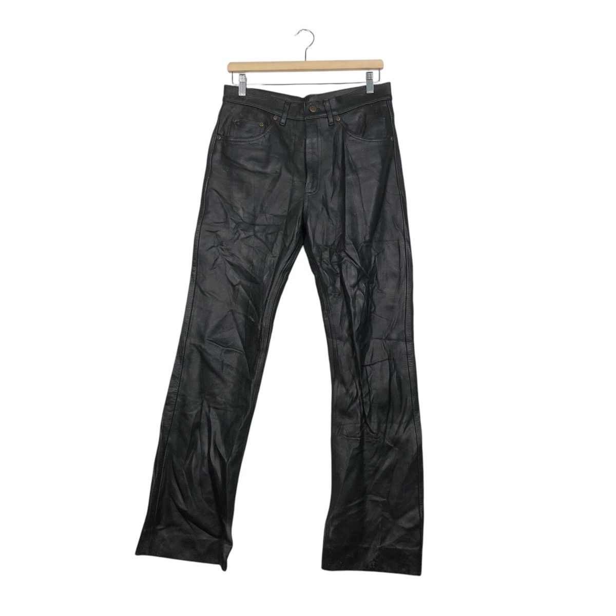 Genuine Leather 📌Vintage Biker Genuine Leather Pants BBH Clothing Size US 31 - 2 Thumbnail