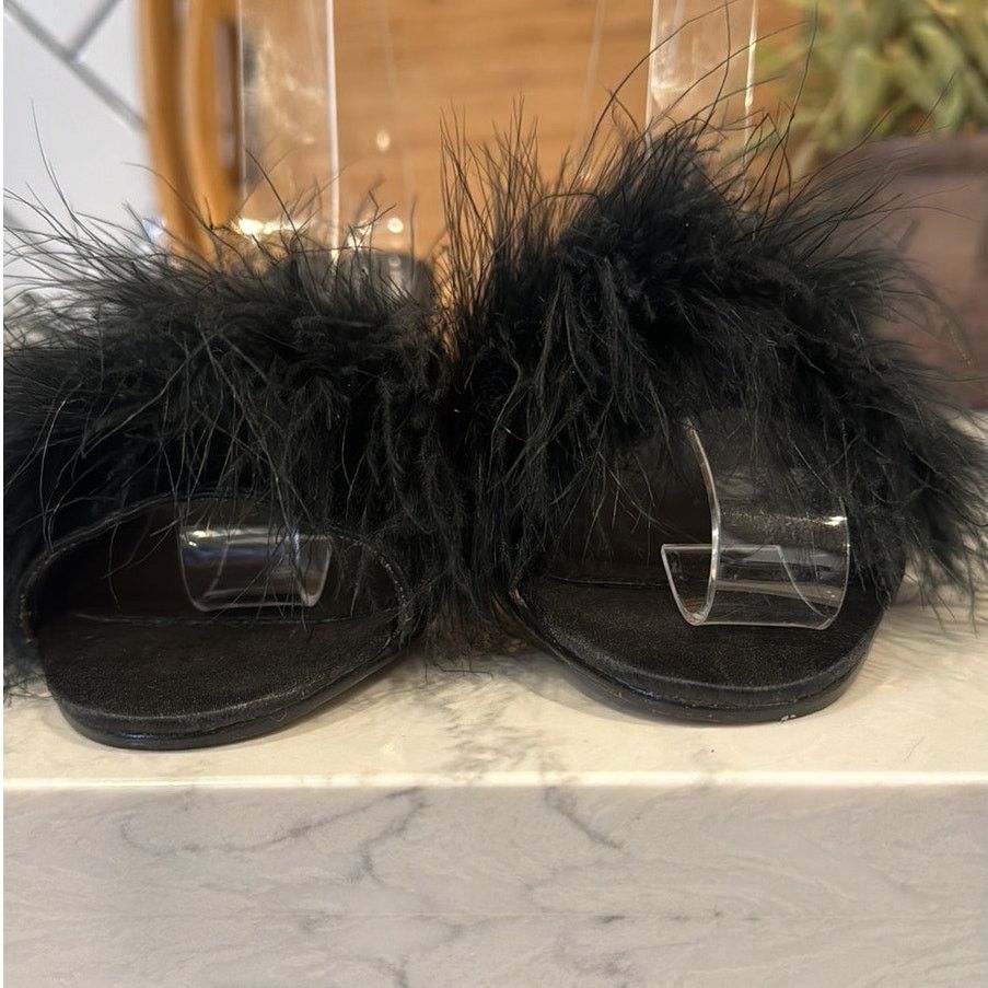 Other Fredrick’s of Hollywood 1980s Satin Peep Toe Pumps feathers Size US 7 / IT 37 - 5 Thumbnail