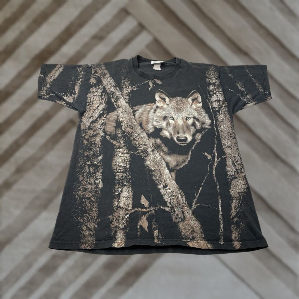 Vintage VINTAGE National Wildlife Federation T-Shirt Wolf Nature Black All Over Print XL Men Size XL Size US XL / EU 56 / 4 - 1 Thumbnail
