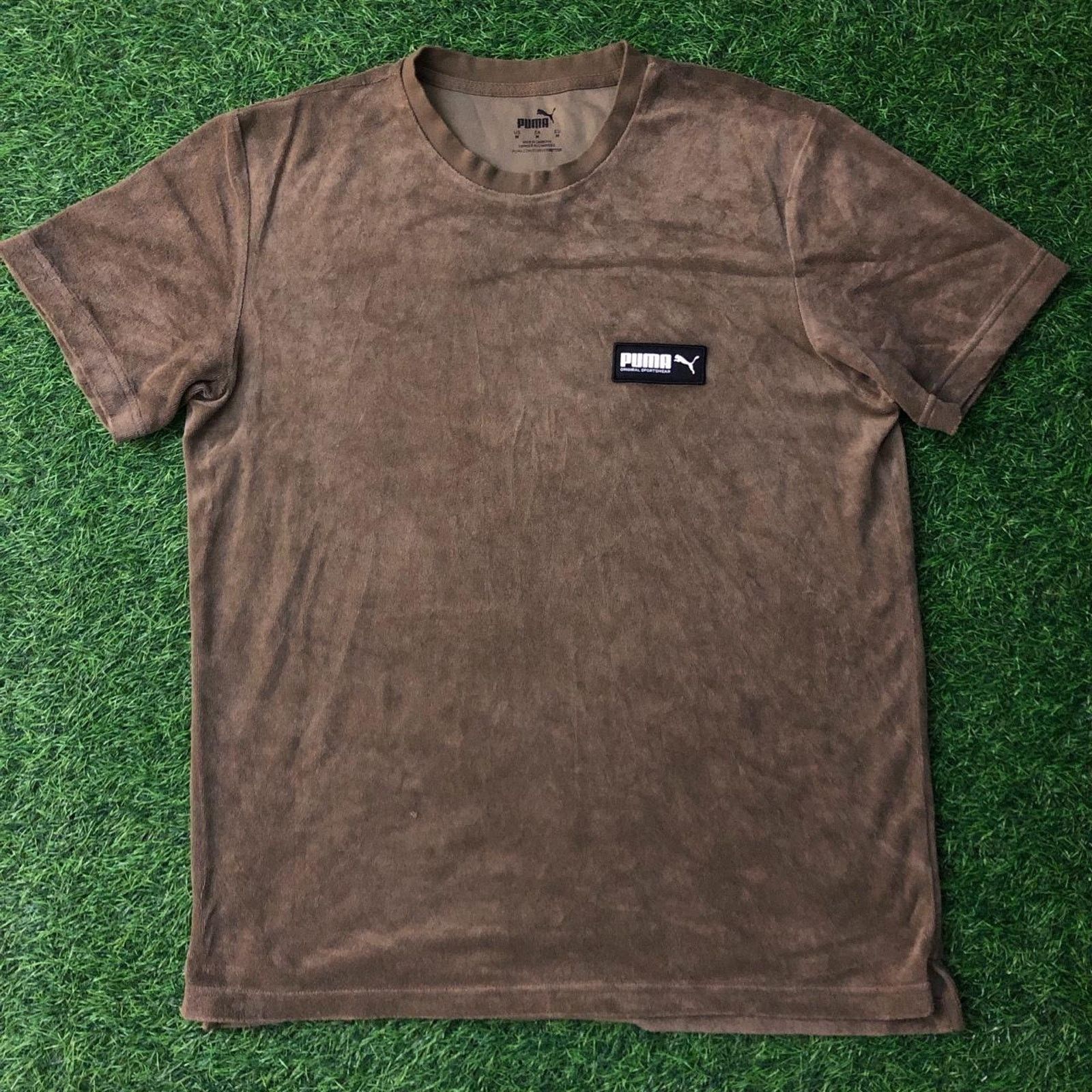 Puma Olive Green Puma Textured Felt Embroidered Tee Size US M / EU 48-50 / 2 - 1 Thumbnail