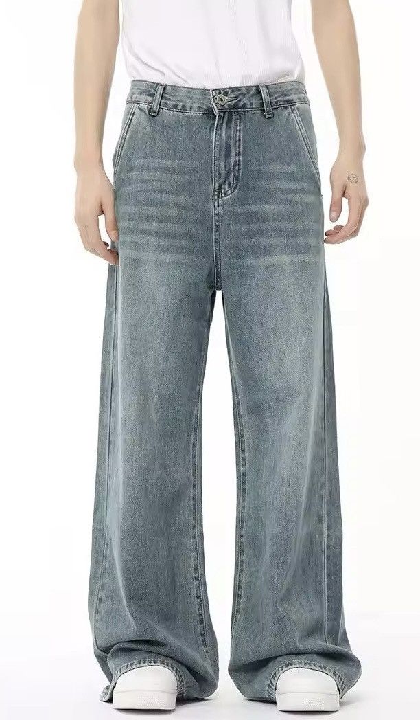 Draping Straight Wide Leg Loose Washed Jean