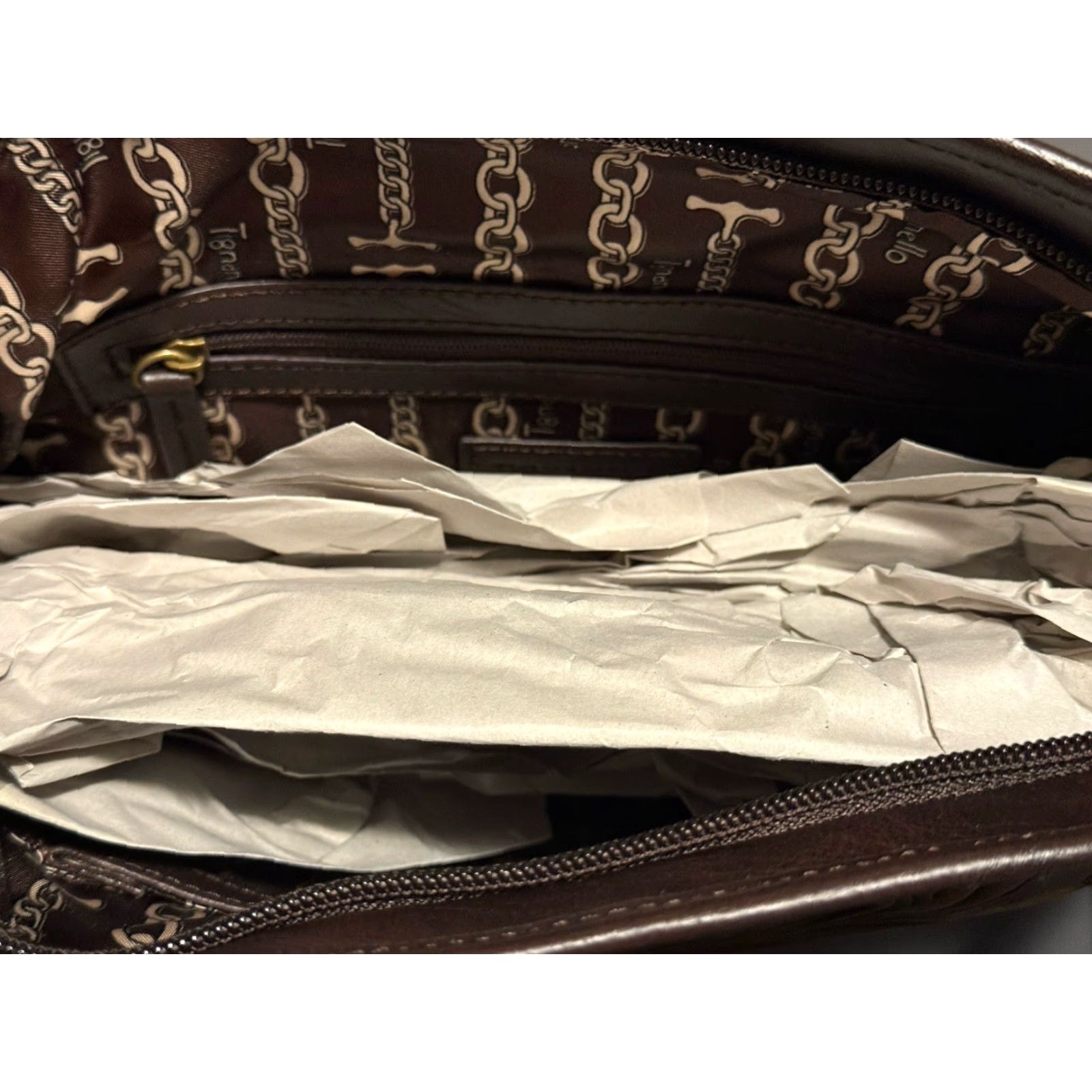 Vintage TIGNANELLO Prescott Hobo Brown Leather Women Dust Bag NWT 59 Brown on Brown Size ONE SIZE - 5 Thumbnail