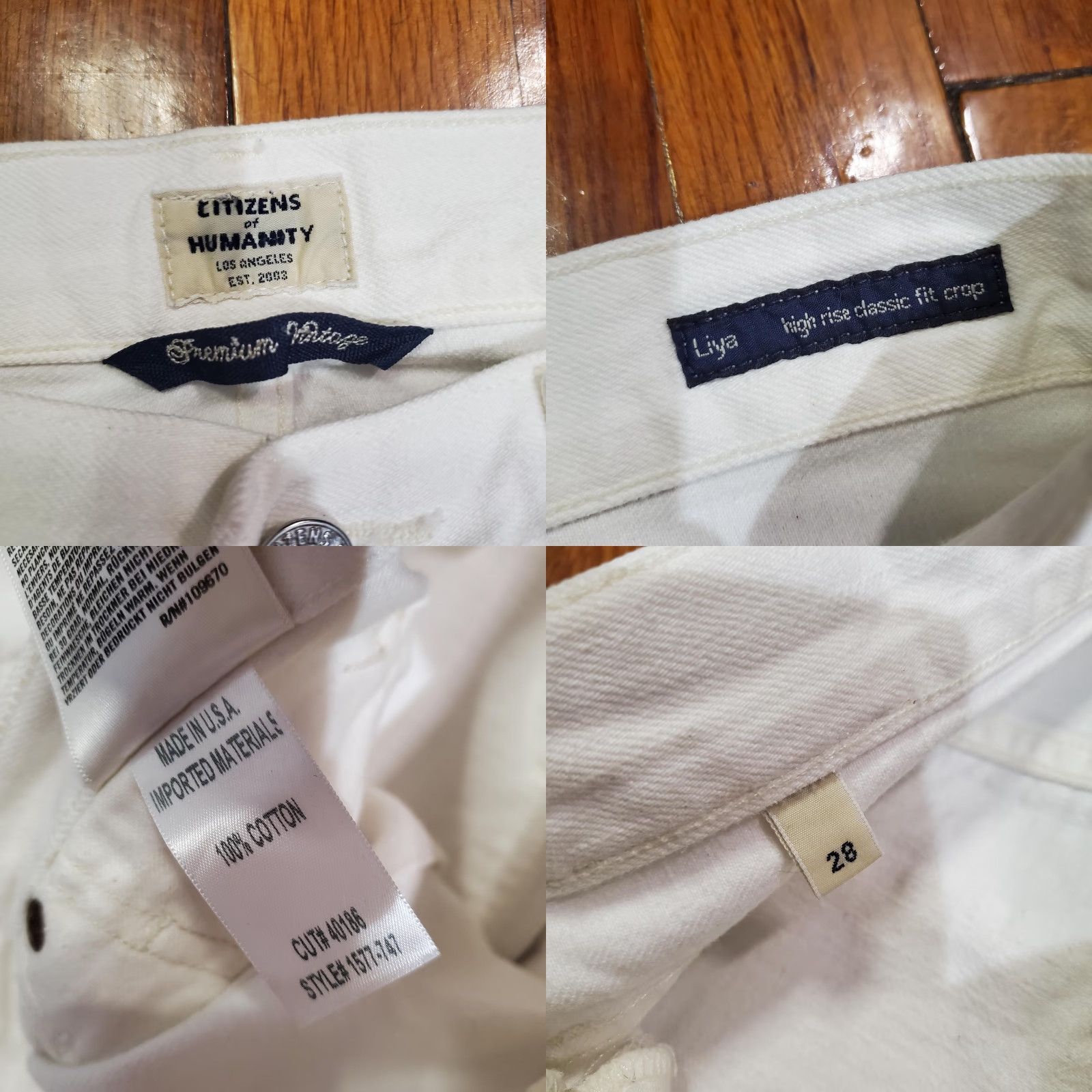 Citizens Of Humanity VINTAGE Citizens of Humanity Jeans Womens Liya White 28 High Rise Button Fly Cropped Distressed 26in Inseam Denim 100% Cotton USA Womens Size 28" / US 6 / IT 42 - 8 Thumbnail