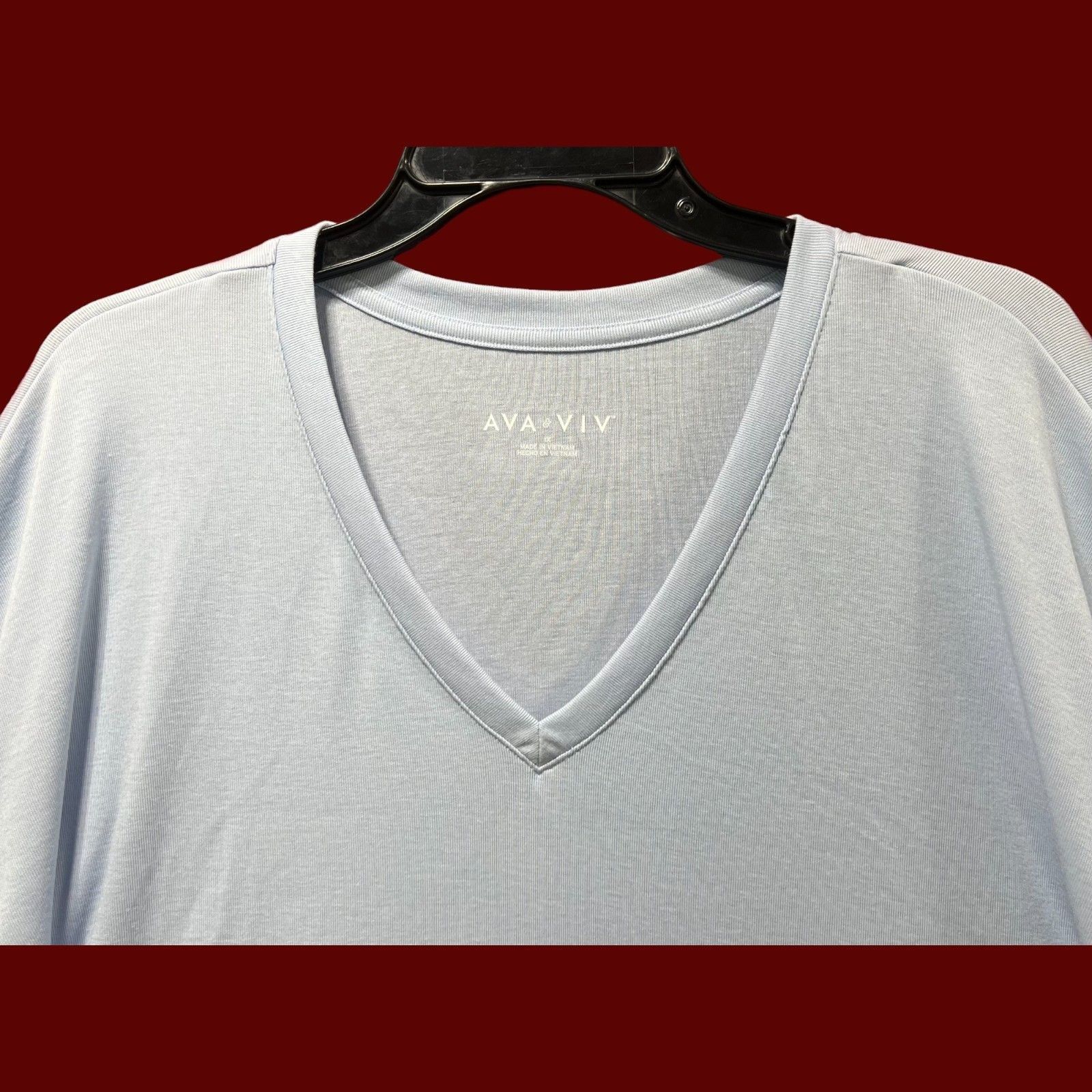 Other Ava & Viv - Women's Long Sleeve V-Neck T-Shirt - Light Blue Size XL / US 12-14 / IT 48-50 - 12 Thumbnail