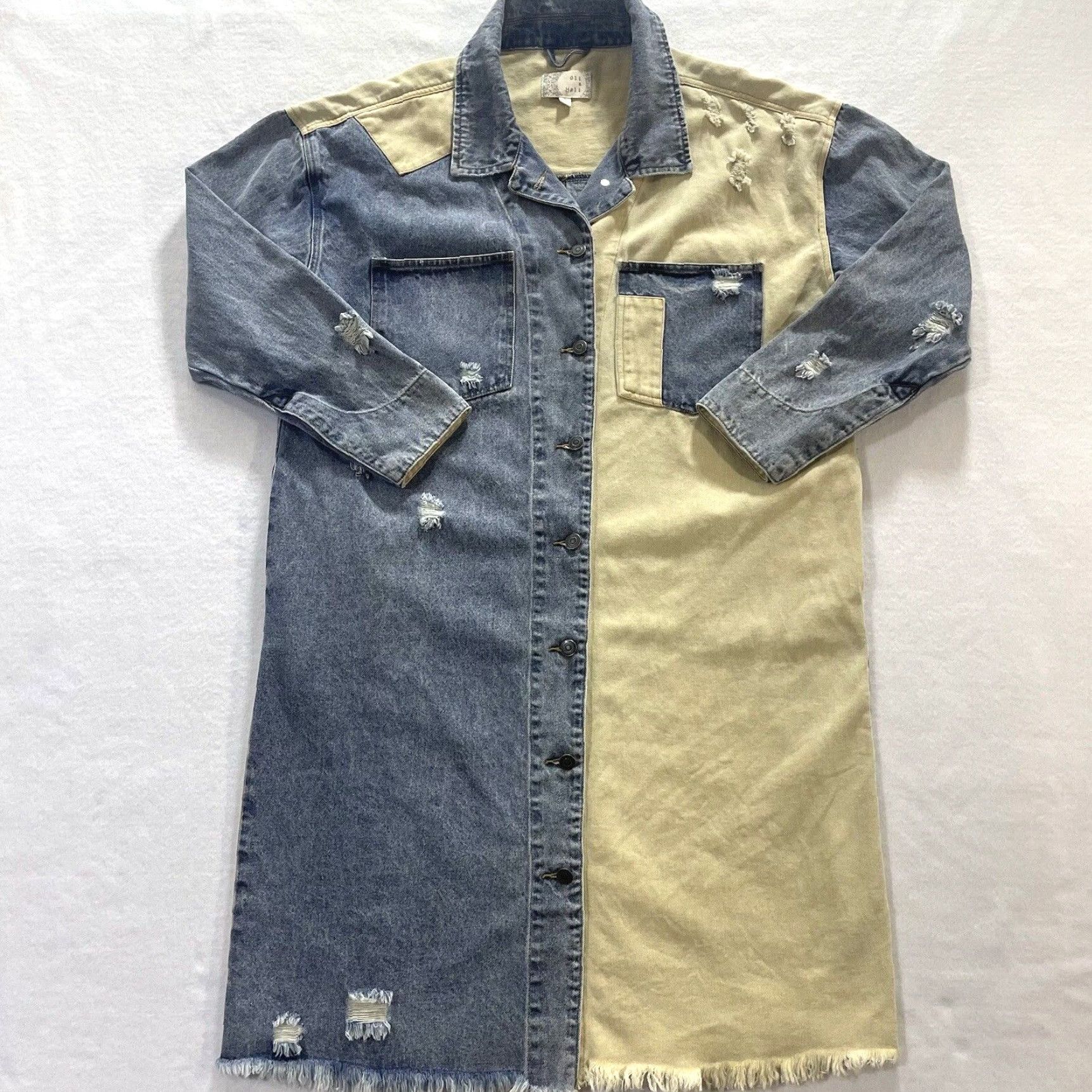 Denime Oli & Holi Boho Mixed Denim Jacket Long Oversize Boutique Button & Snap Size S Women Multicolor Denim Jacket Spring Summer Fall Winter Size S / US 4 / IT 40 - 2 Thumbnail