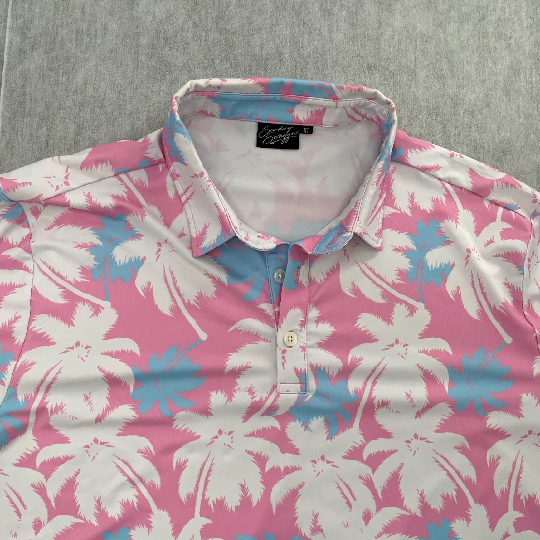 Vintage Sunday Swagger Shirt Polo Short Sleeve Palm Tree Golf Men Adult Extra Large Pink Size US XL / EU 56 / 4 - 3 Thumbnail