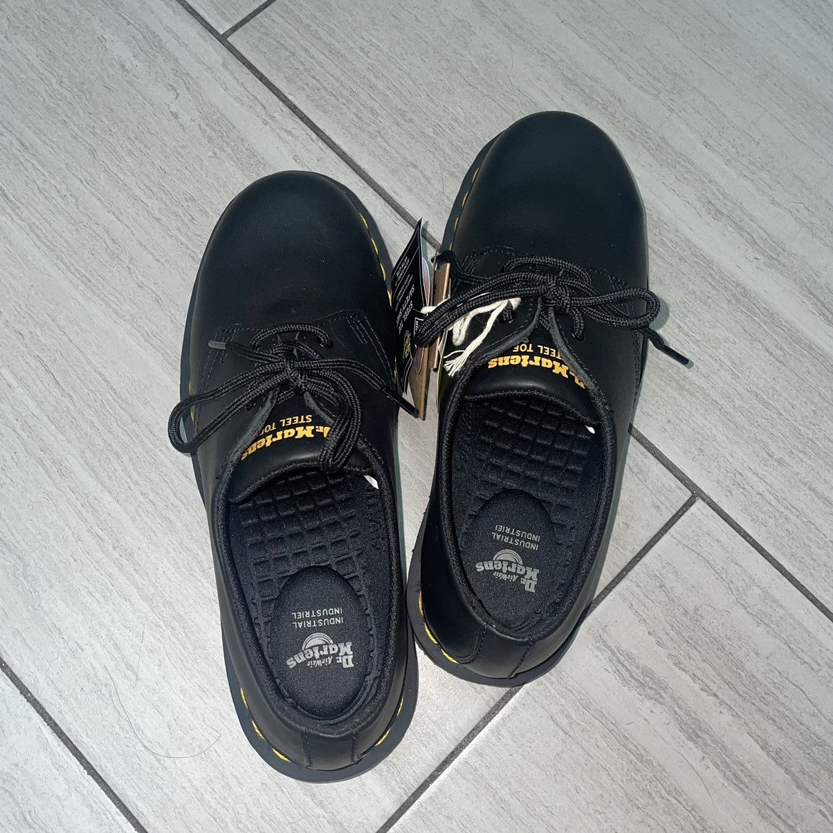 image of Dr Martens Dr. Martens Steel Toed Derby’S Shoes in Black, Men's (Size 8)