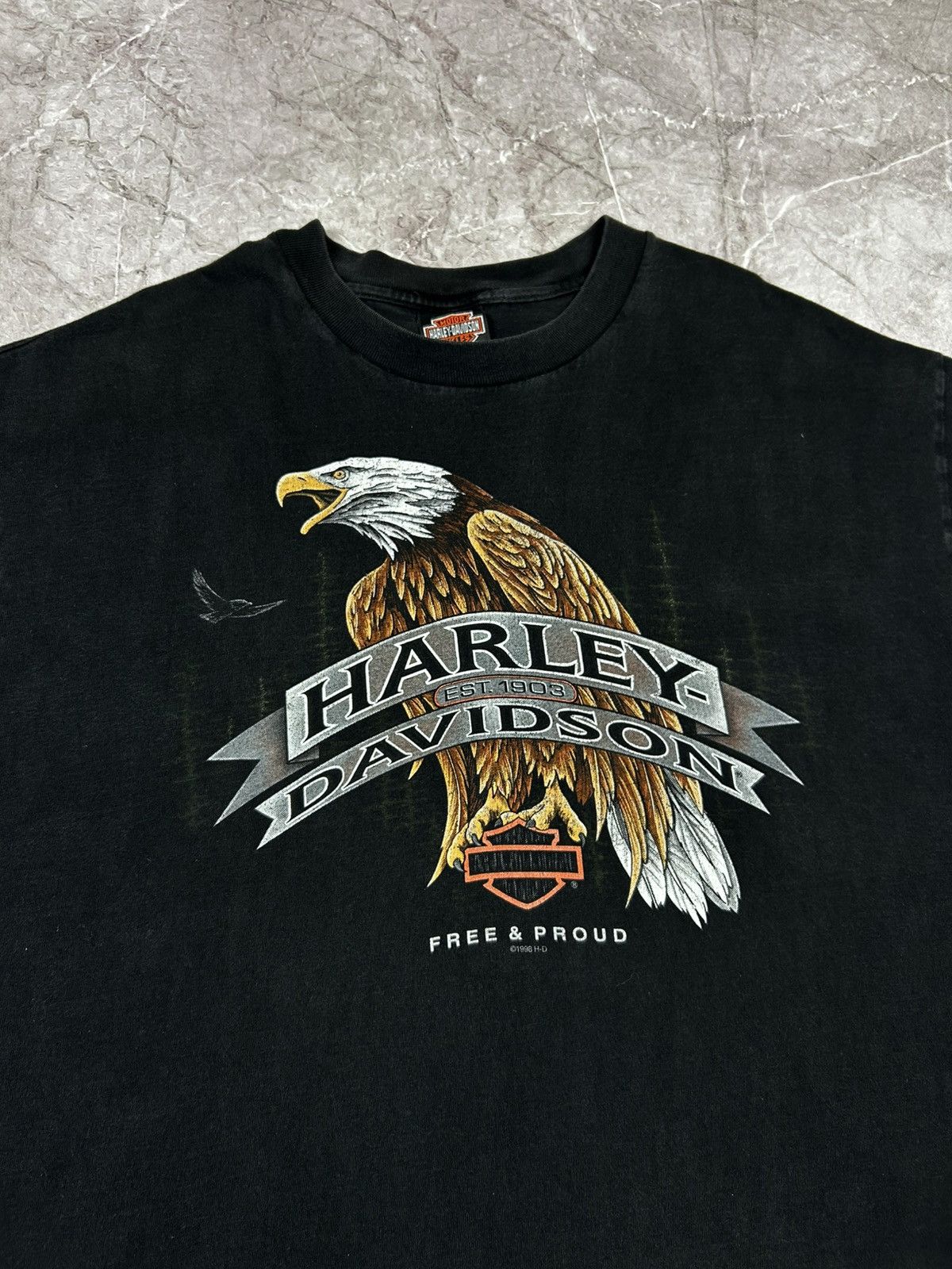 Harley Davidson VINTAGE 1998 Harley Davidson Eagle T-Shirt Size US XL / EU 56 / 4 - 4 Thumbnail